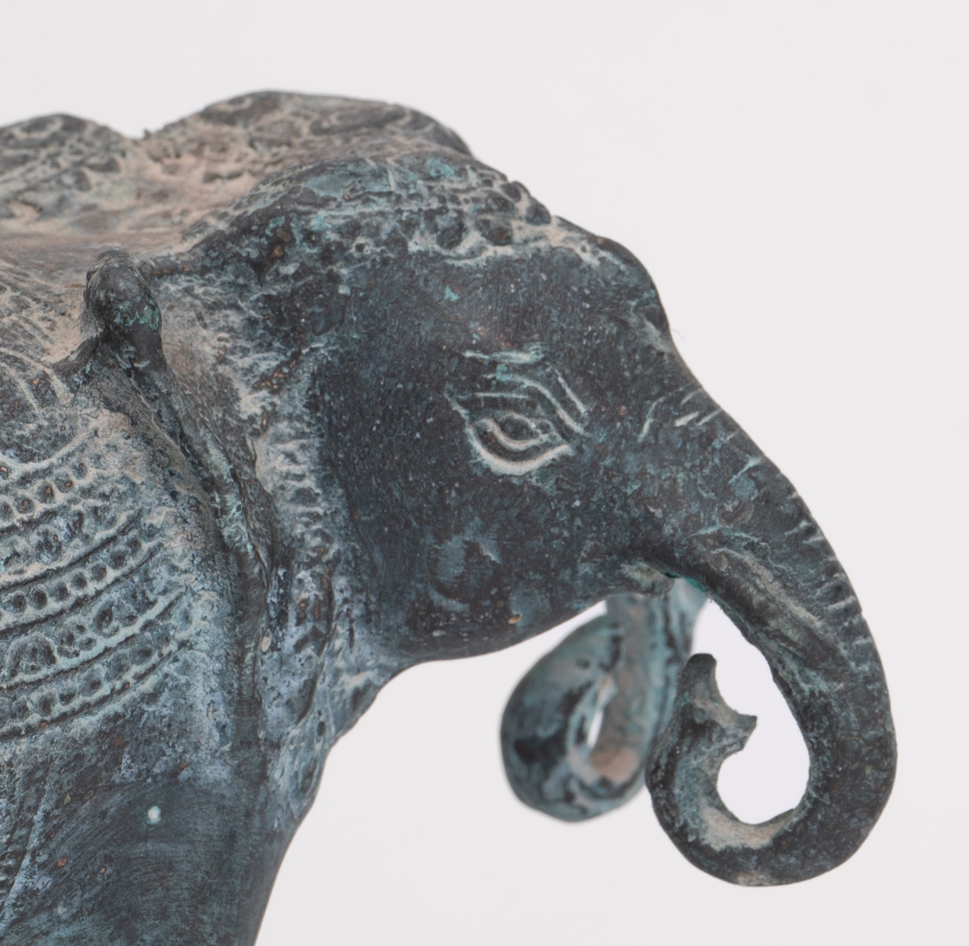 Antique Khmer Style Bronze Erawan Airavata or Elephant Statue - 11cm/4" Tall