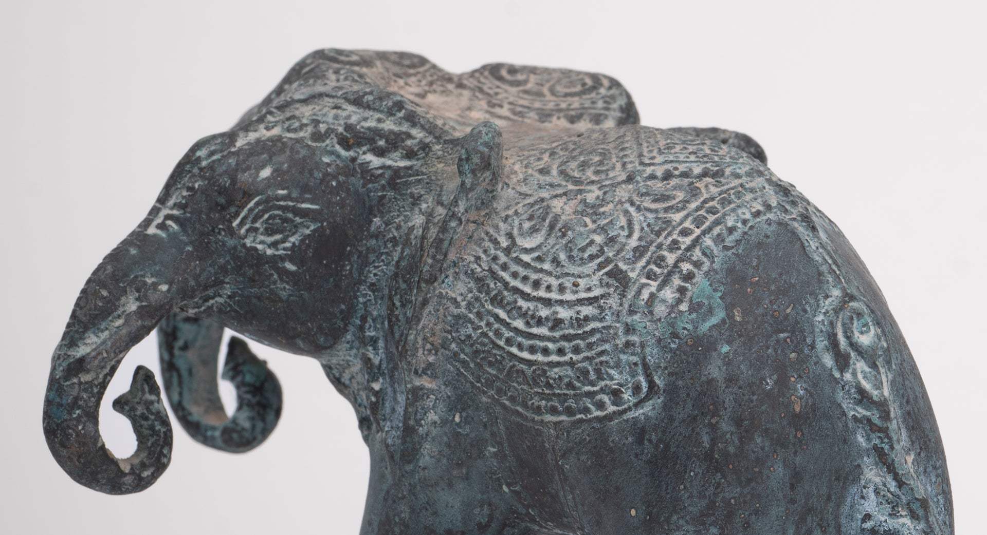 Antique Khmer Style Bronze Erawan Airavata or Elephant Statue - 11cm/4" Tall