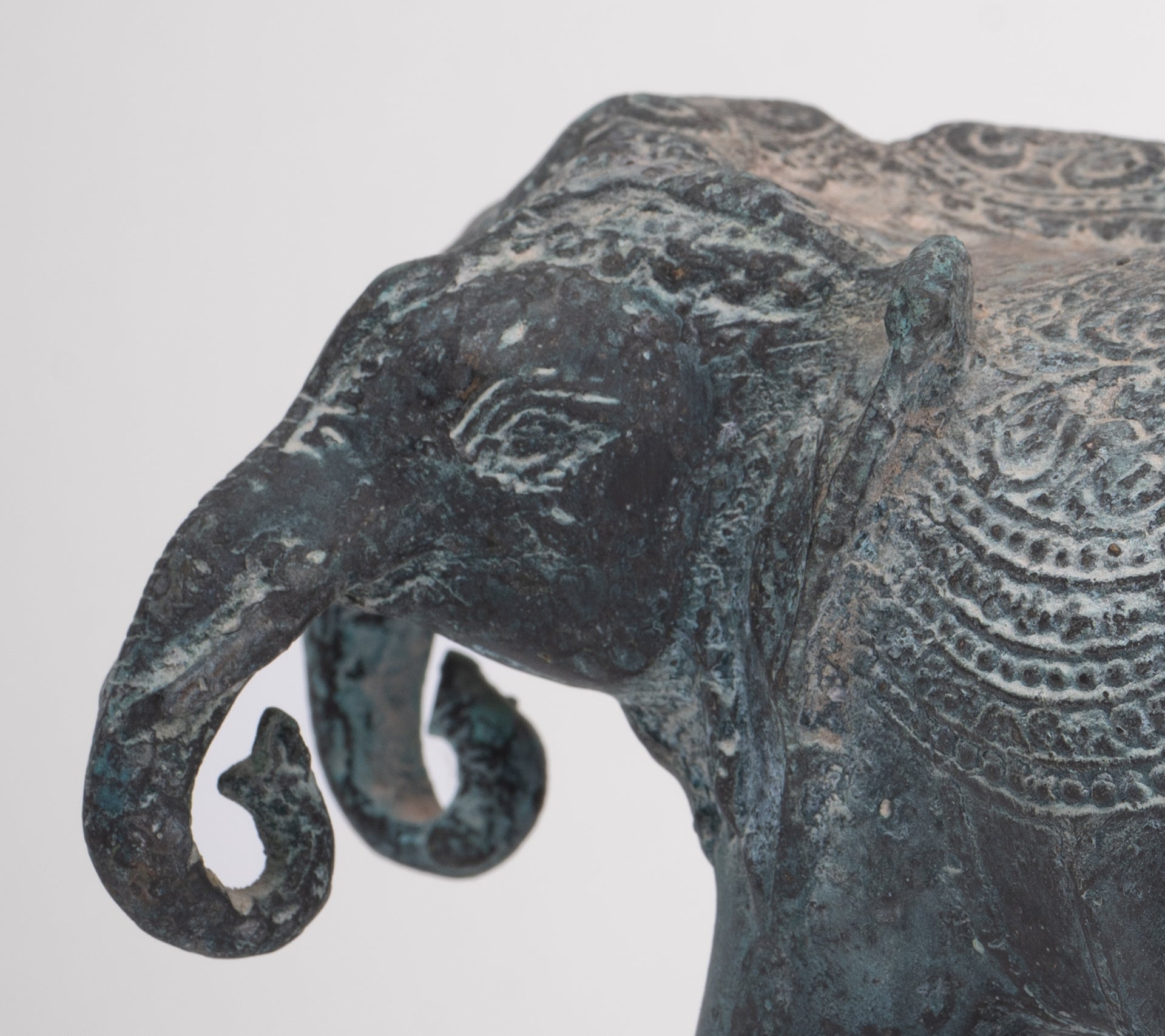Antique Khmer Style Bronze Erawan Airavata or Elephant Statue - 11cm/4" Tall