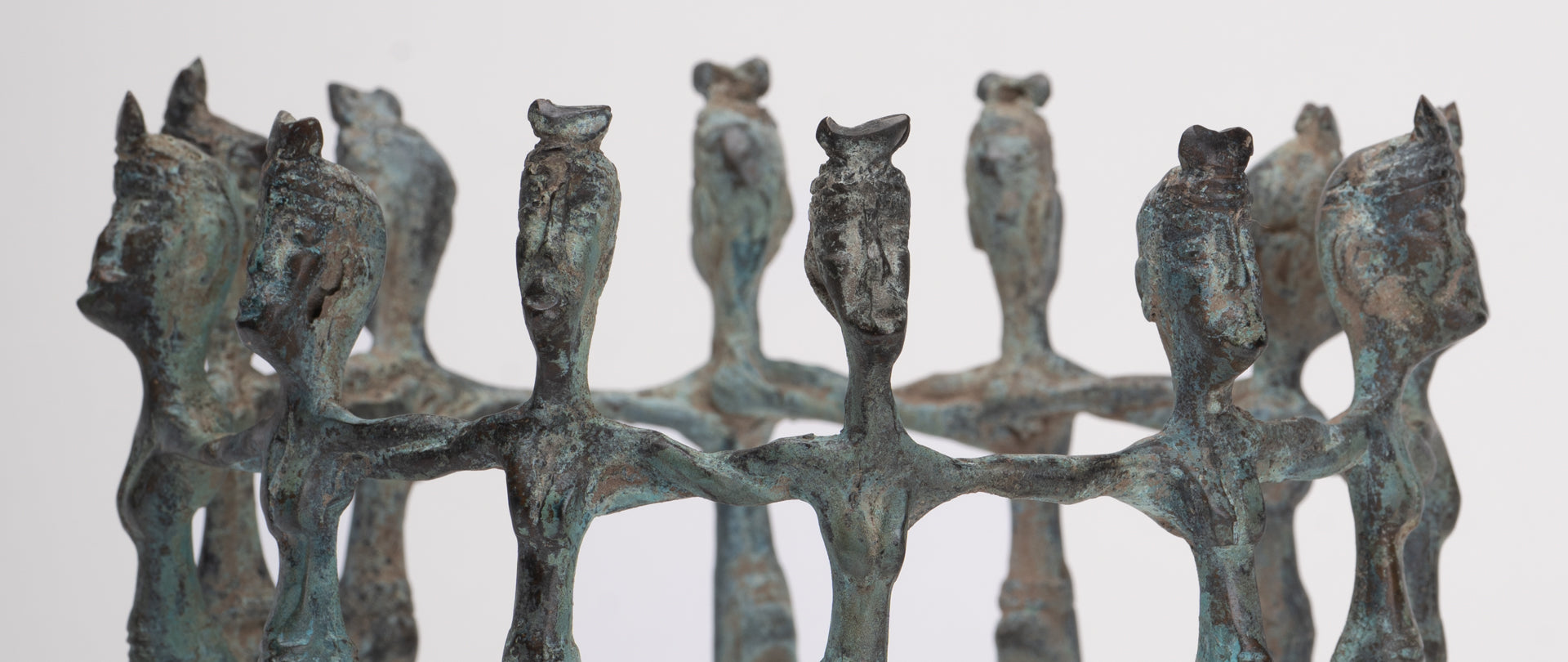 Antique Javanese Style Bronze Indonesian Bronze Circle of Dancers - 13cm(5") Tall