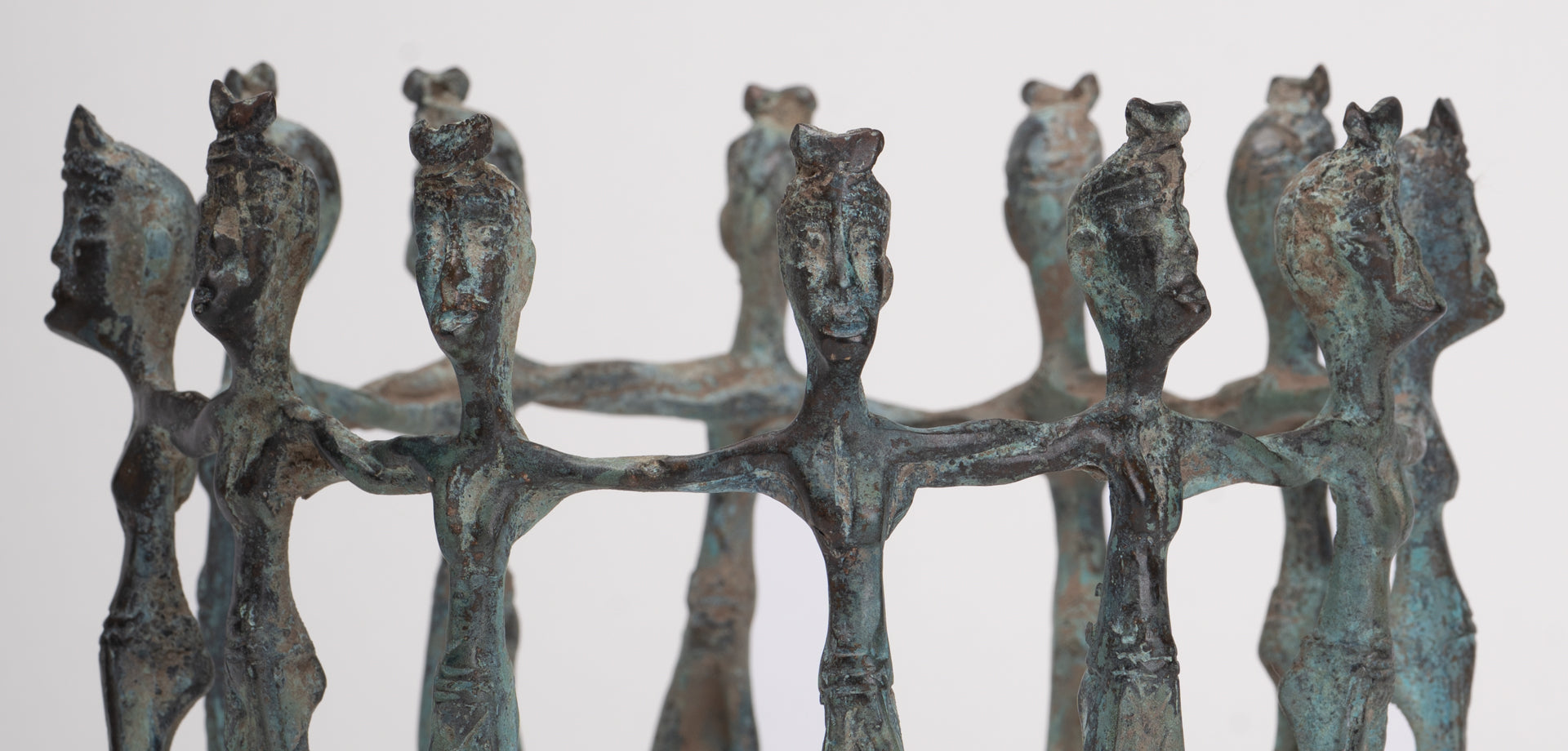 Antique Javanese Style Bronze Indonesian Bronze Circle of Dancers - 13cm(5") Tall