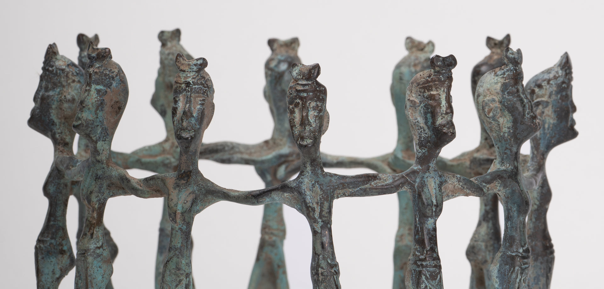 Antique Javanese Style Bronze Indonesian Bronze Circle of Dancers - 13cm(5") Tall
