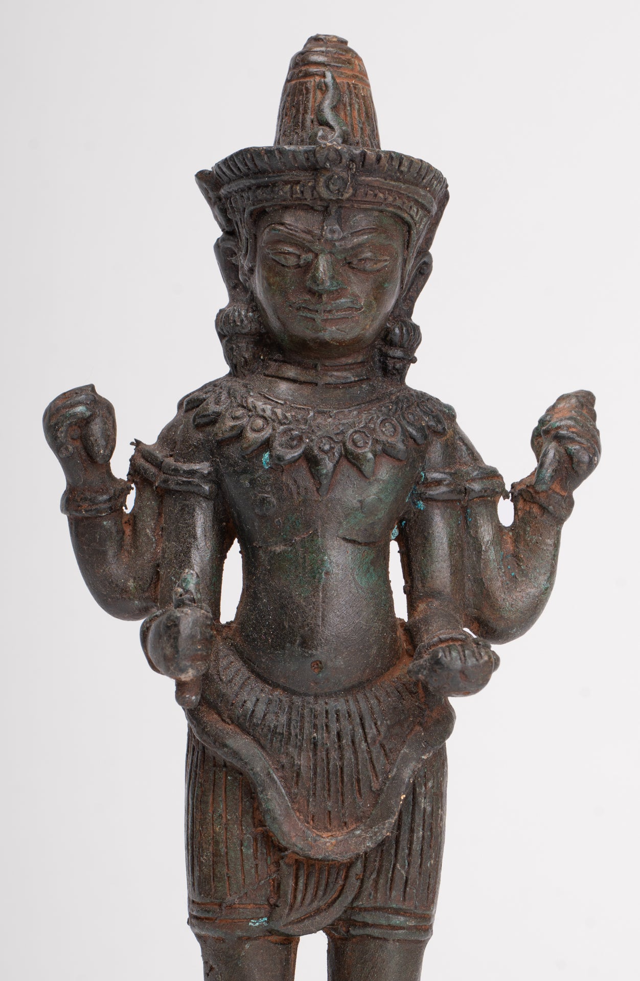 Shiva Statue - Antique Thai Style Bronze Standing Lopburi Shiva Statue - 23cm/9"
