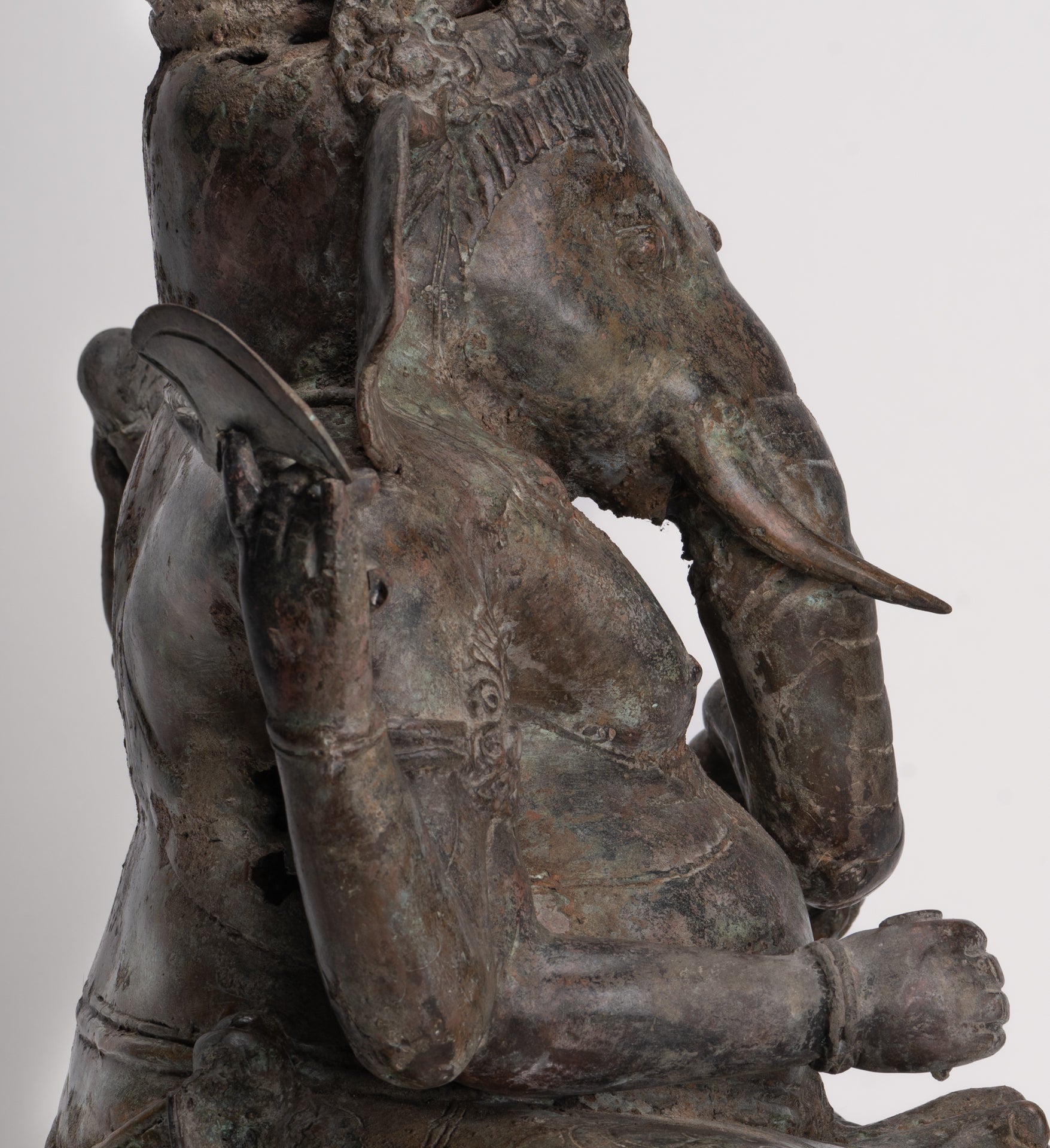 Ganesh - Antique Indonesian Style Bronze Seated Ganesha Statue - 49cm/20"