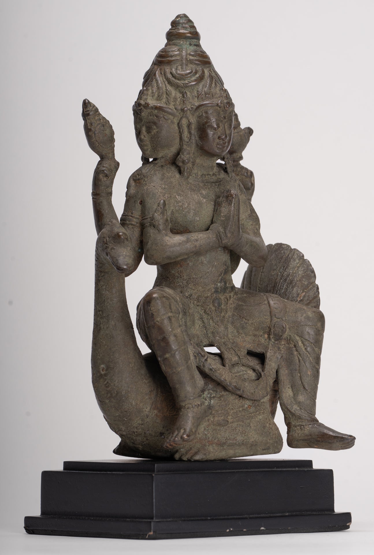 Antique Indonesian Style Majapahit Standing Bronze Brahma Statue - 30cm/12" 