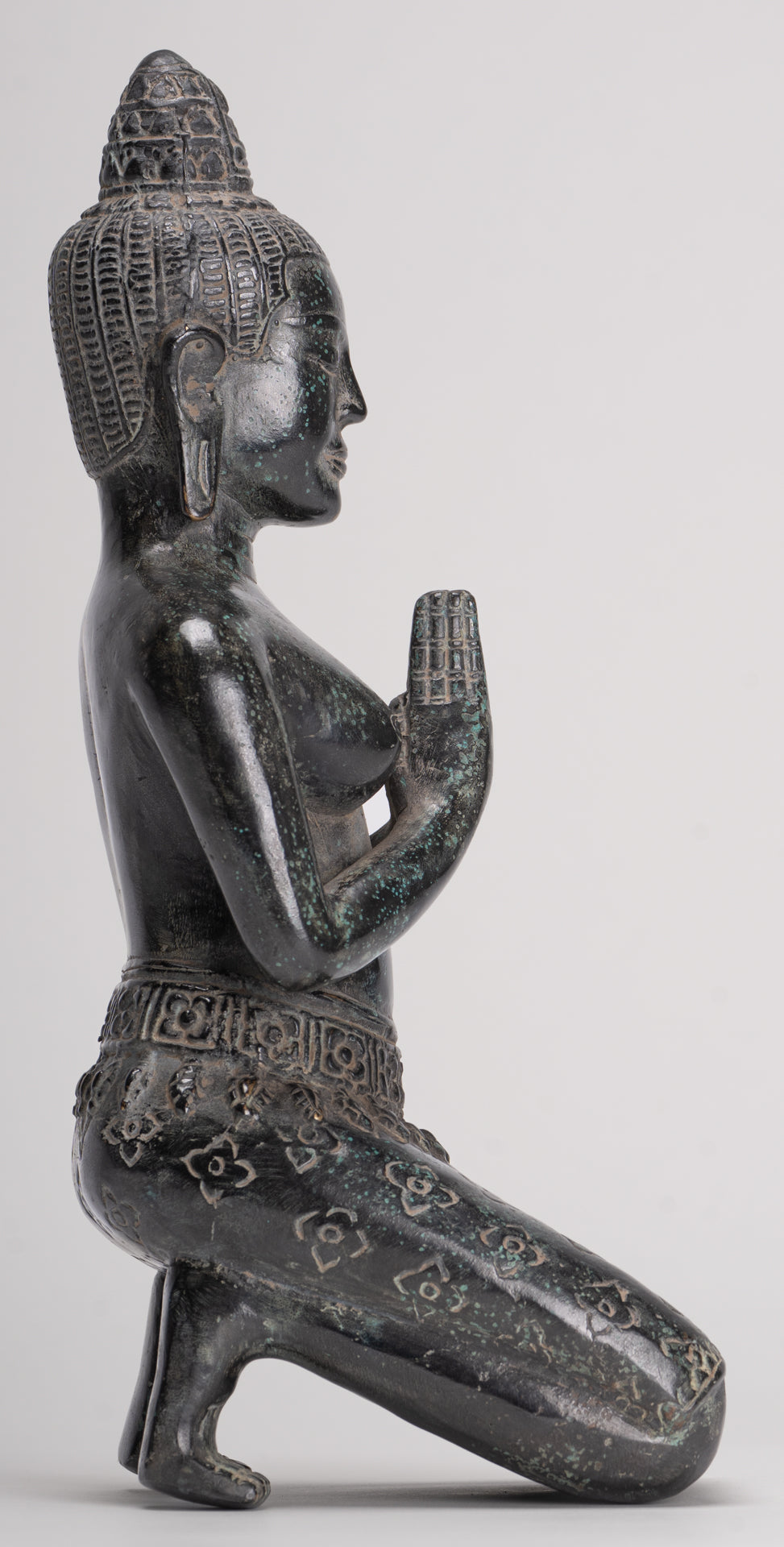 Deity Statue - Antique Khmer Style Bayon Prajnaparamita Statue / Goddess - 28cm/11"