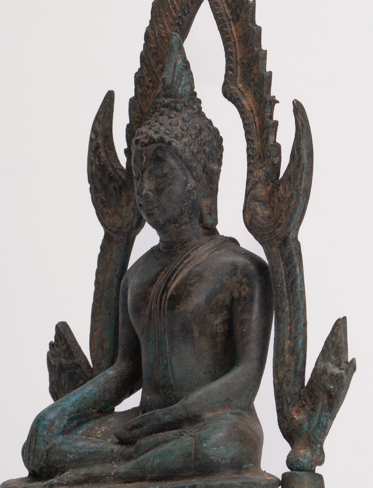 Buddha Statue - Antique Thai Style Bronze Phitsanulok Chinnarat Buddha Statue - 20cm/8"