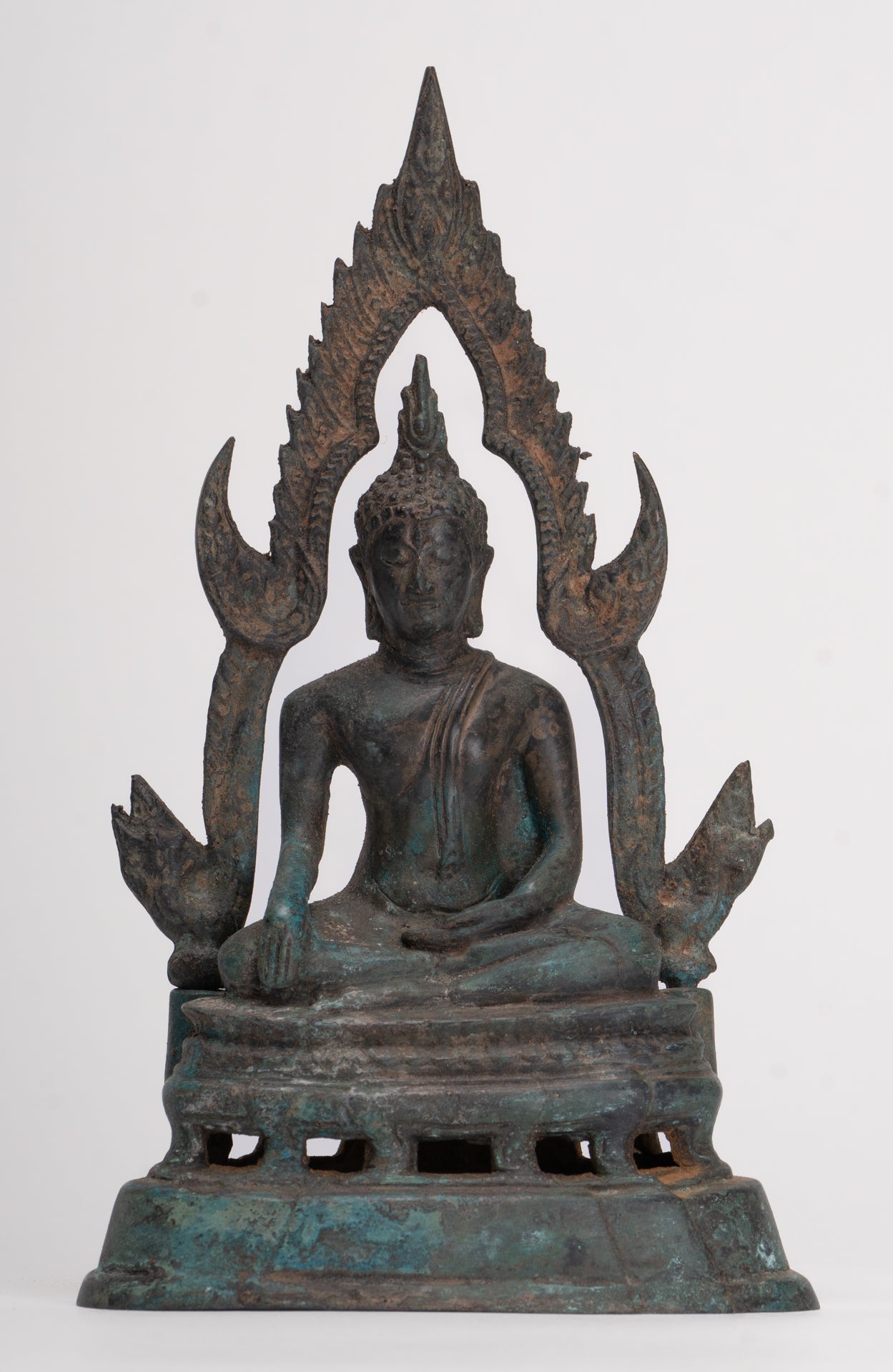 Buddha Statue - Antique Thai Style Bronze Phitsanulok Chinnarat Buddha Statue - 20cm/8"