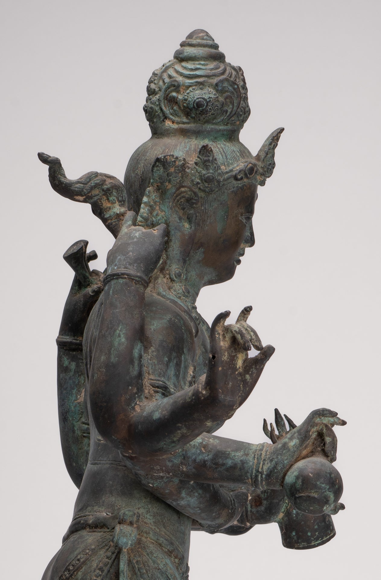 Parvati Statue - Antique Indonesian Style Bronze Javanese Parvati Torso - 72cm/29"