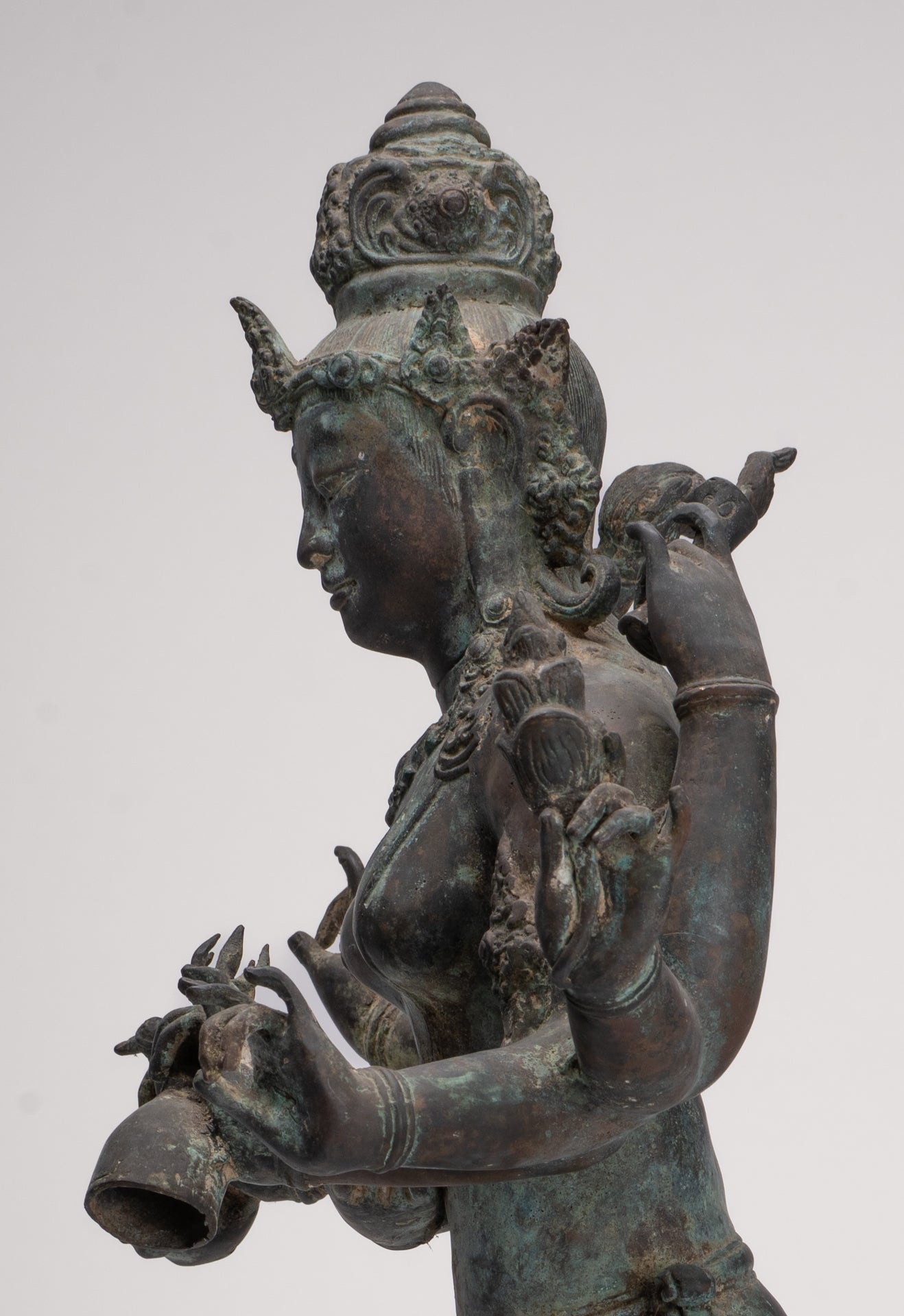 Parvati Statue - Antique Indonesian Style Bronze Javanese Parvati Torso - 72cm/29"