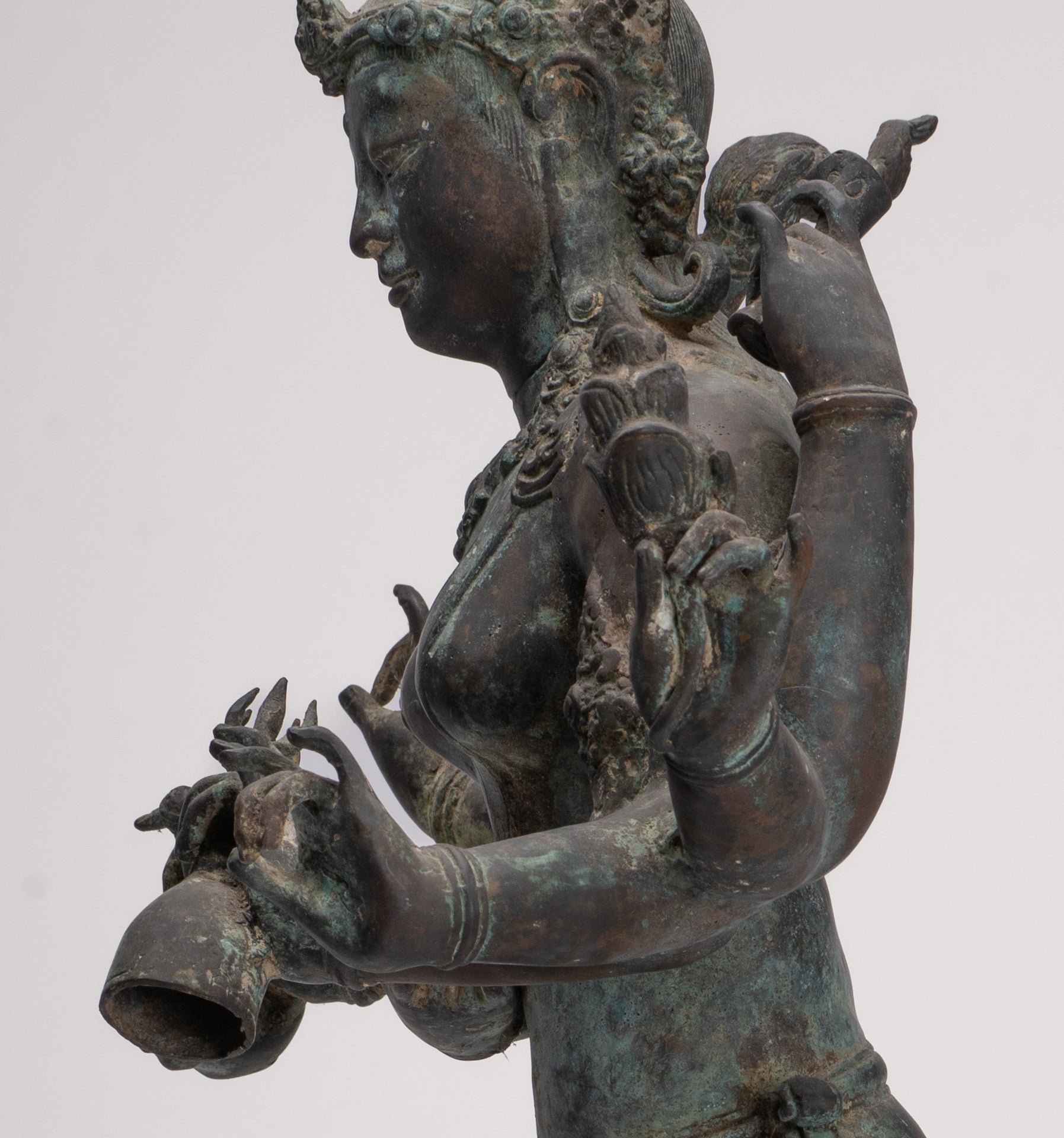 Parvati Statue - Antique Indonesian Style Bronze Javanese Parvati Torso - 72cm/29"