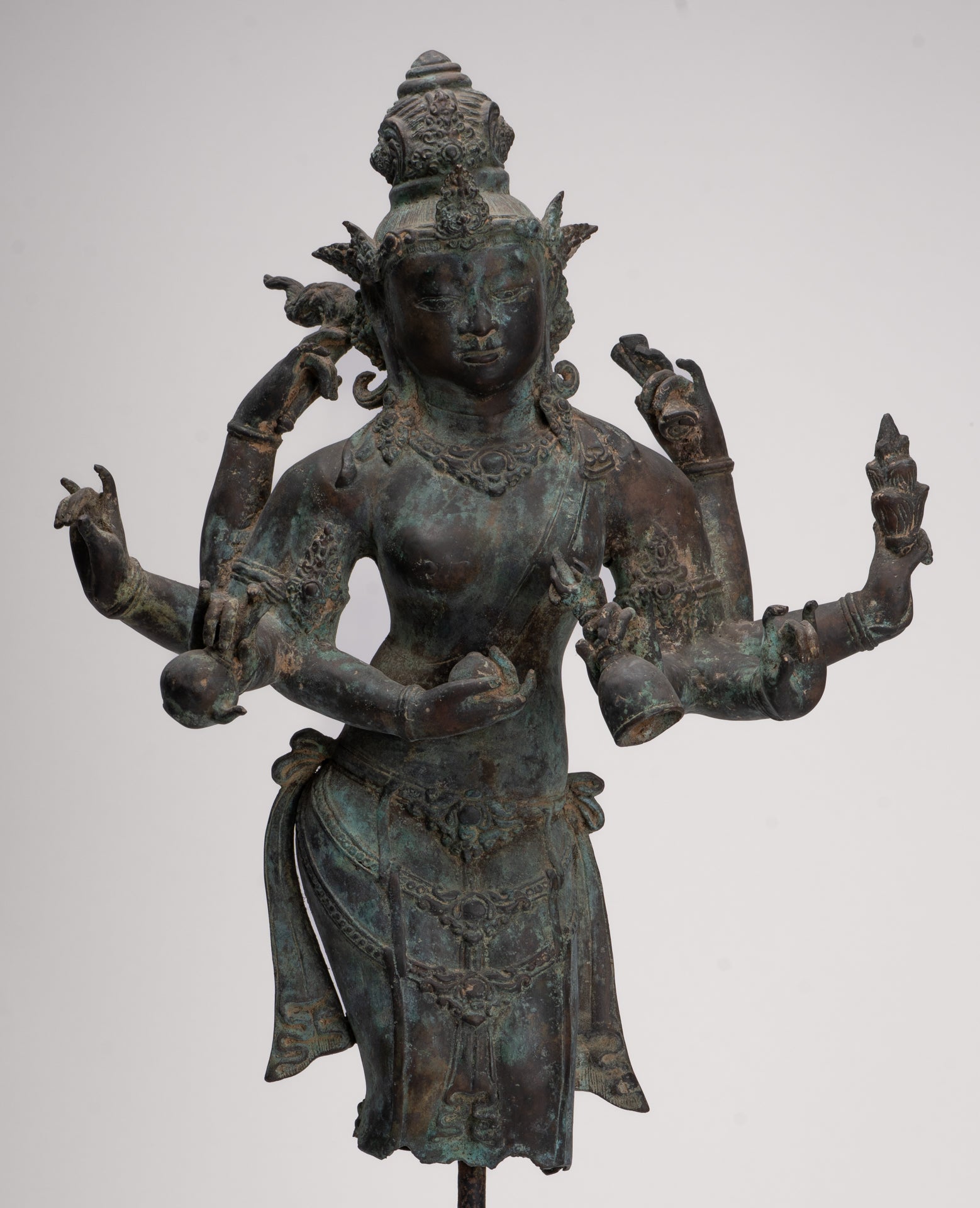 Parvati Statue - Antique Indonesian Style Bronze Javanese Parvati Torso - 72cm/29"