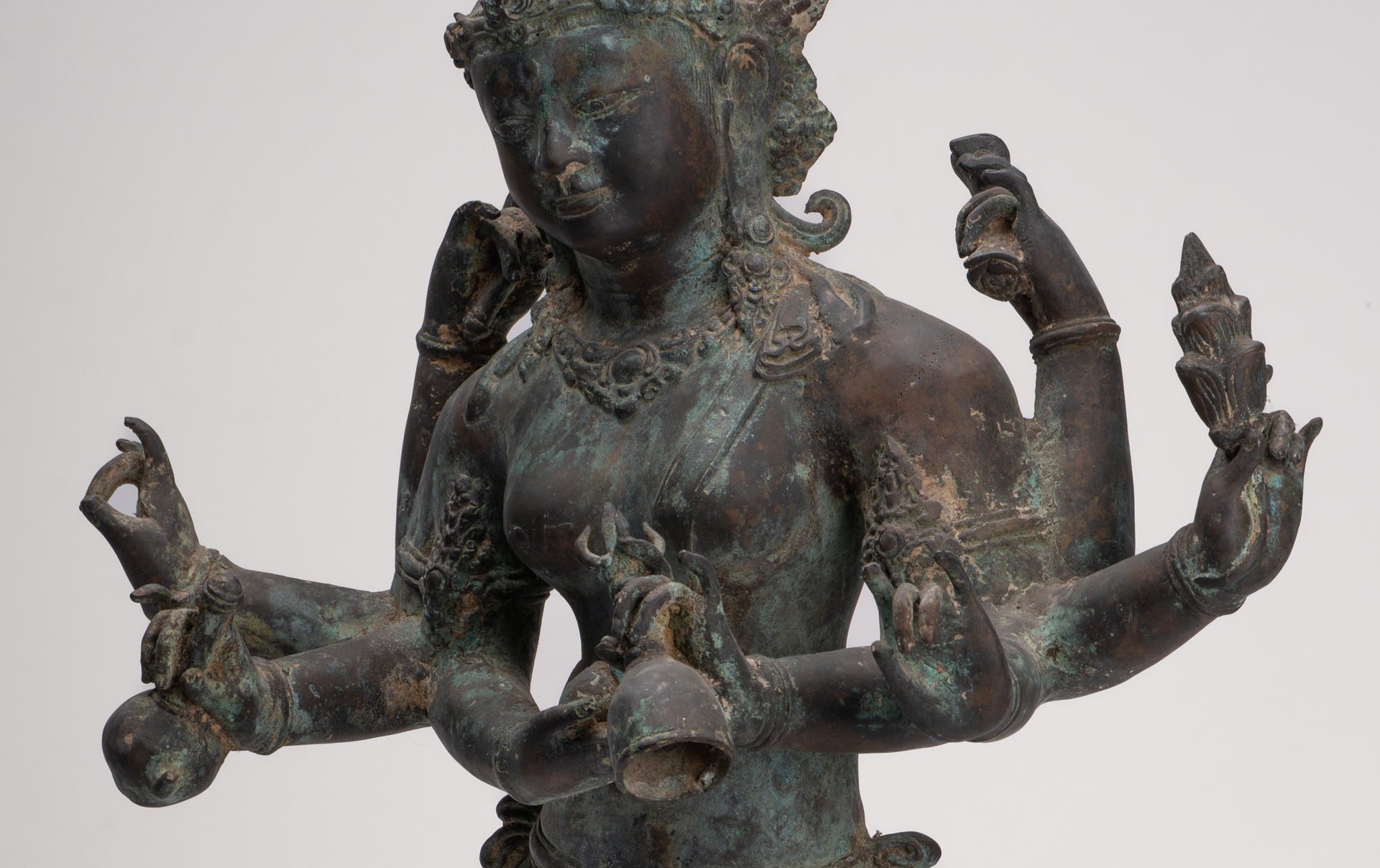Parvati Statue - Antique Indonesian Style Bronze Javanese Parvati Torso - 72cm/29"