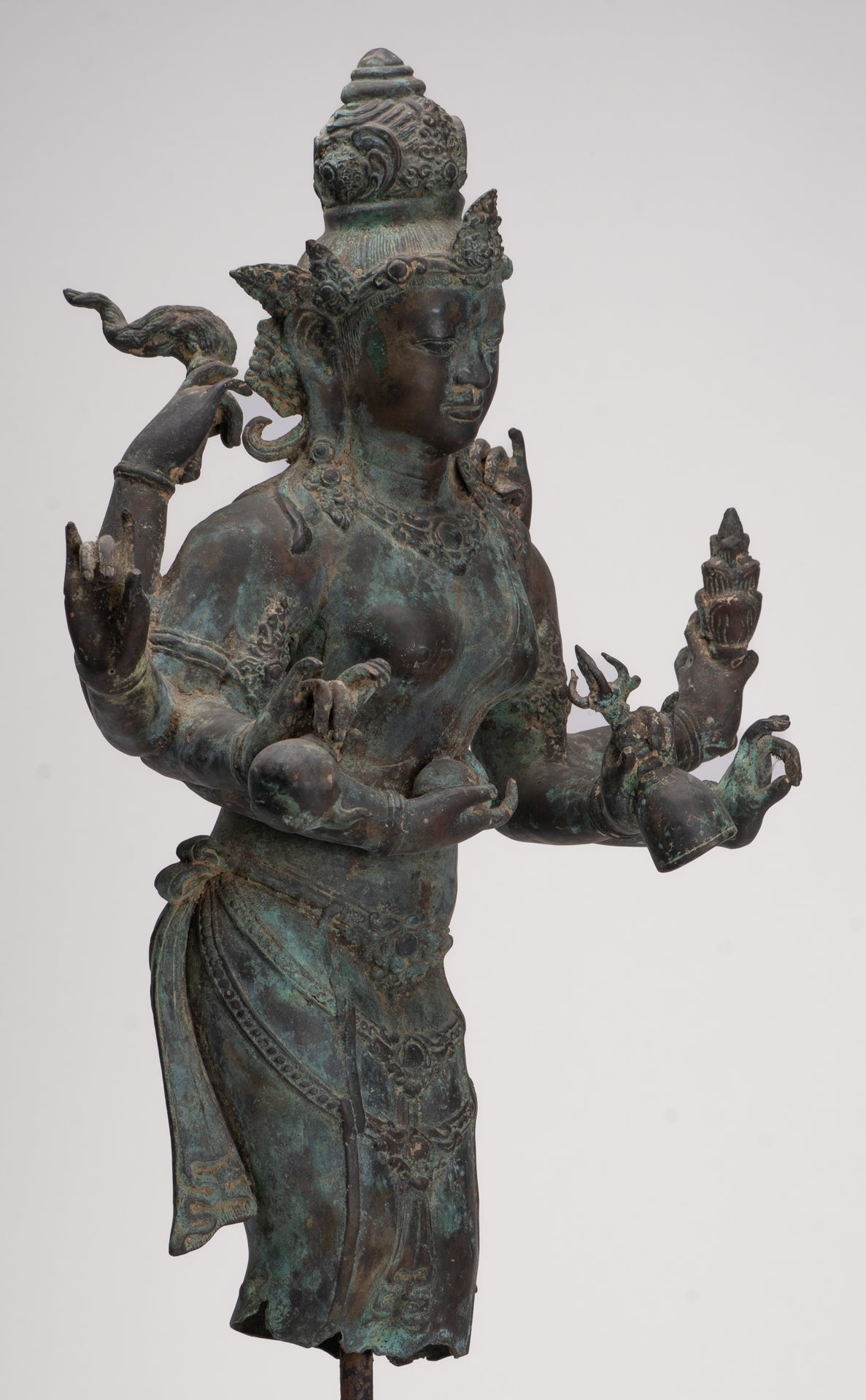 Parvati Statue - Antique Indonesian Style Bronze Javanese Parvati Torso - 72cm/29"