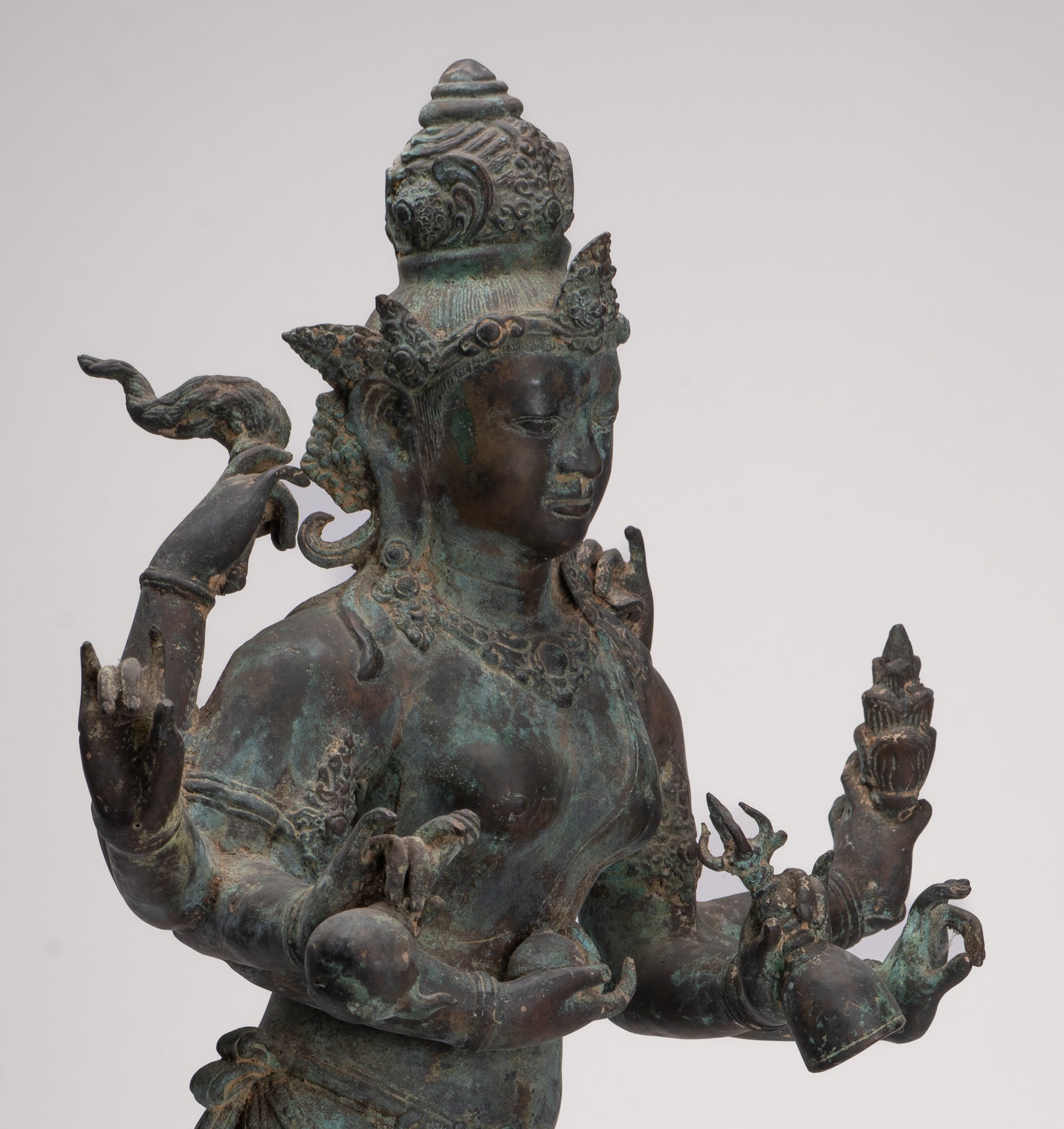Parvati Statue - Antique Indonesian Style Bronze Javanese Parvati Torso - 72cm/29"
