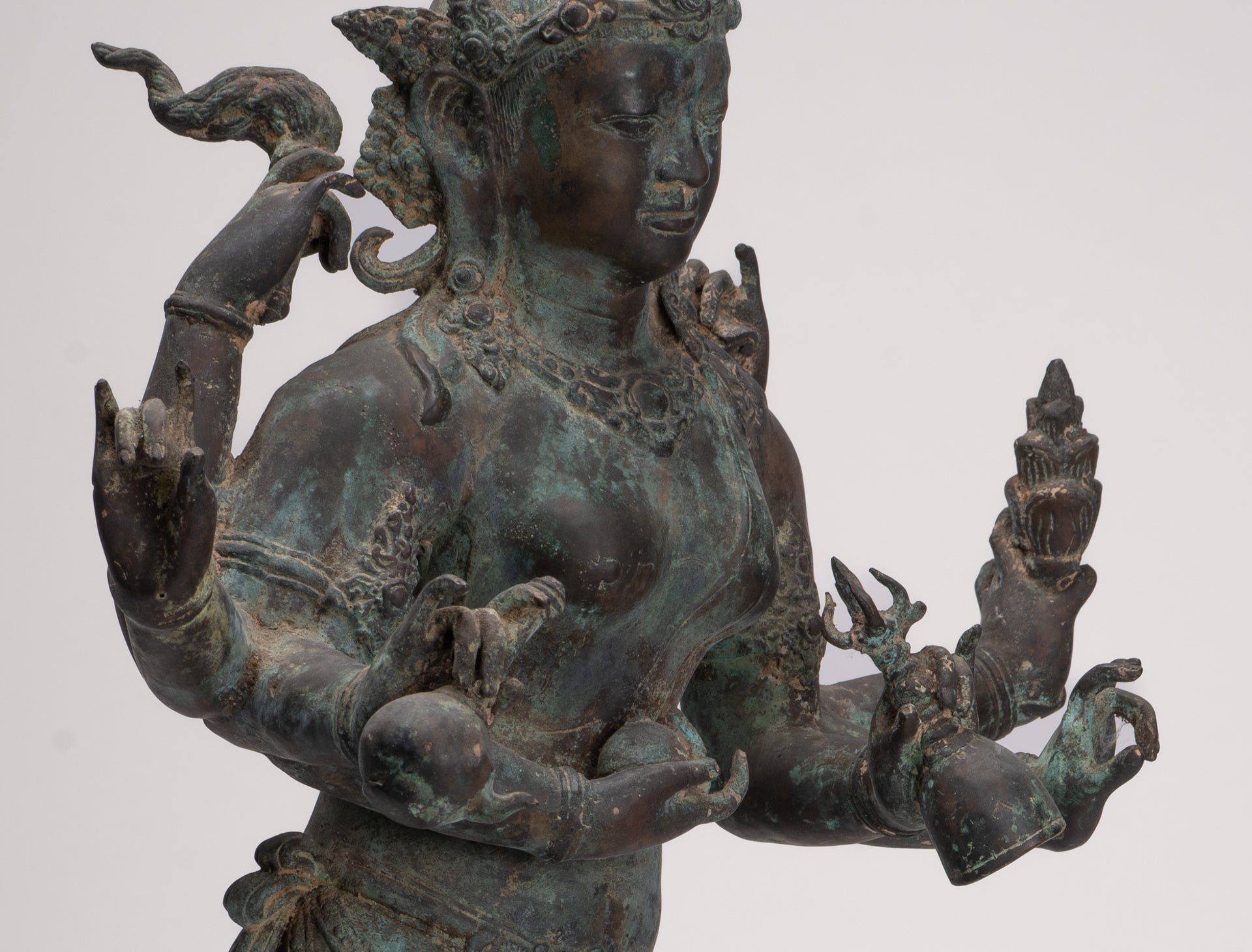 Parvati Statue - Antique Indonesian Style Bronze Javanese Parvati Torso - 72cm/29"