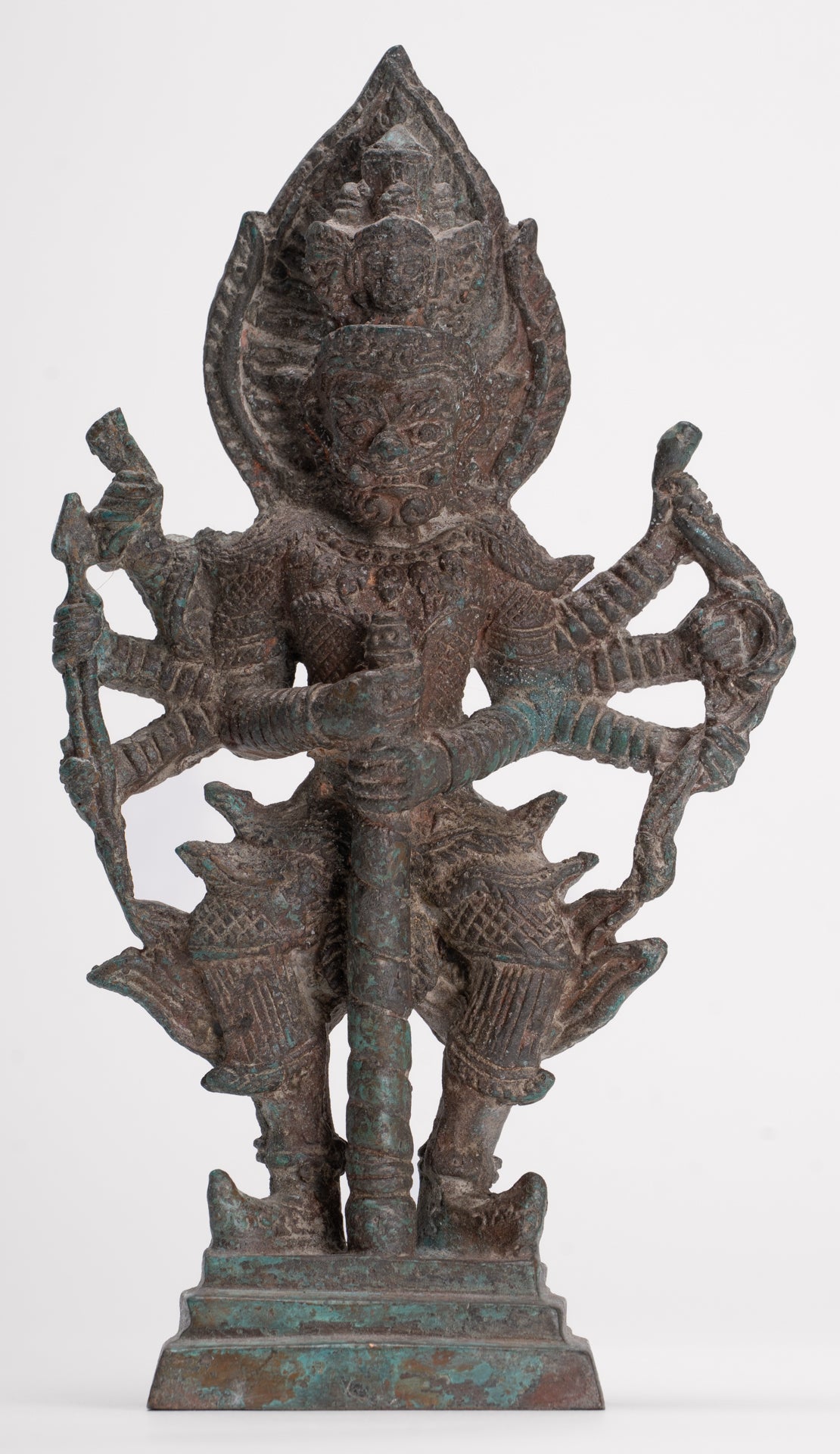 Temple Guardian - Antique Thai Style Bronze Thao Wessuwan / Vessavaṇa Statue - 22cm/9"