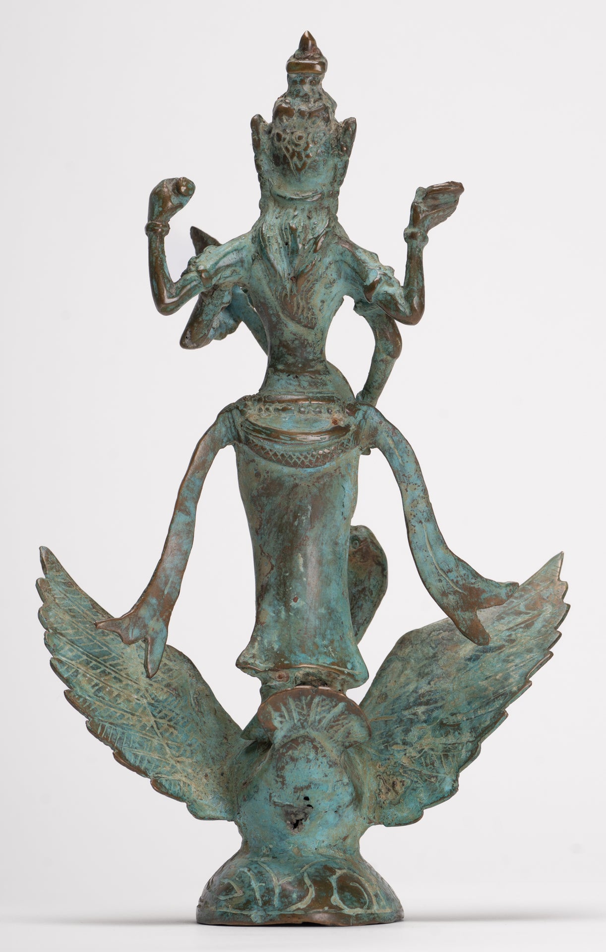 Antique Indonesian Style Bronze Javanese Saraswati Statue - 26cm/10"