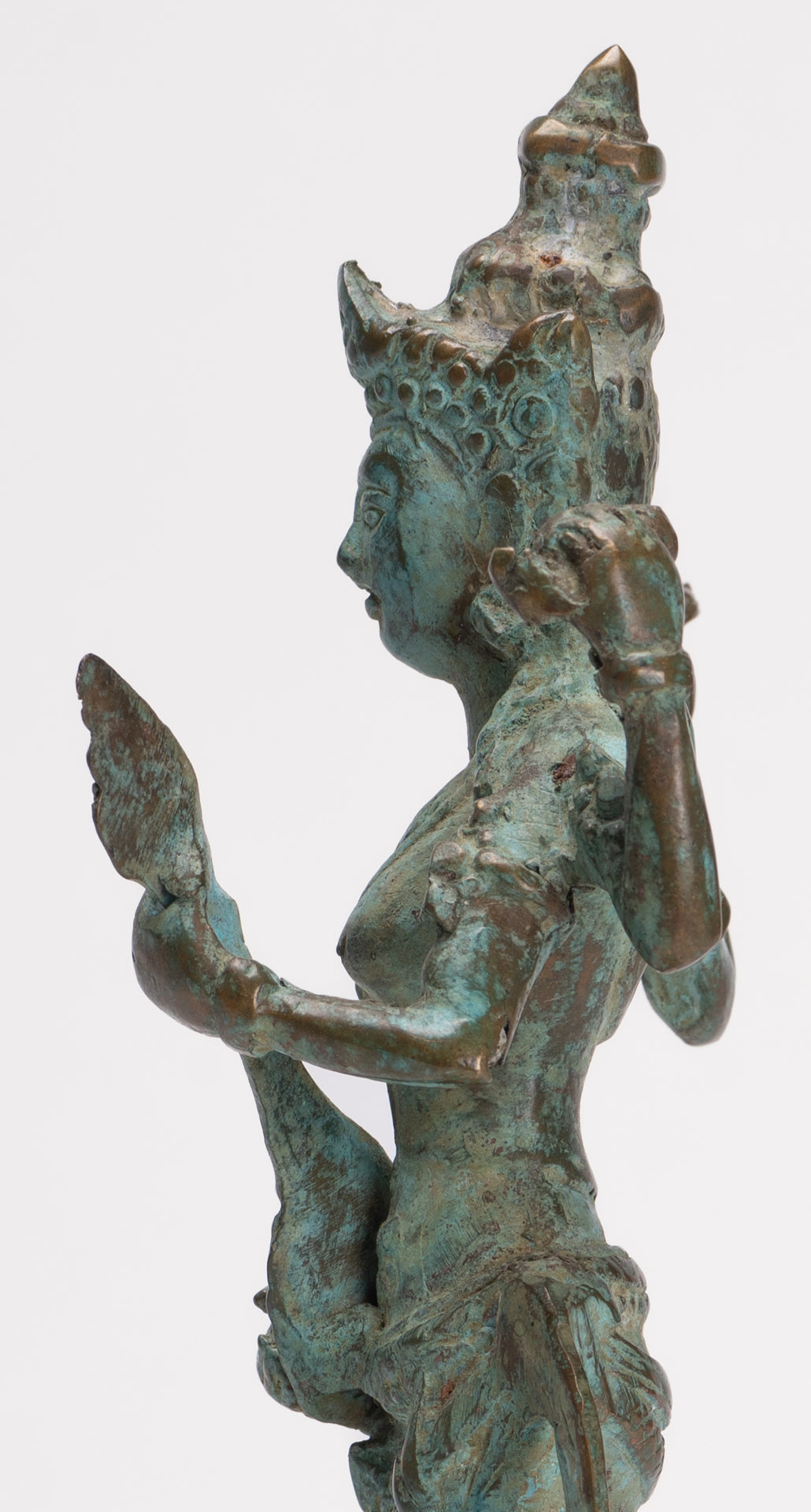 Antique Indonesian Style Bronze Javanese Saraswati Statue - 26cm/10"