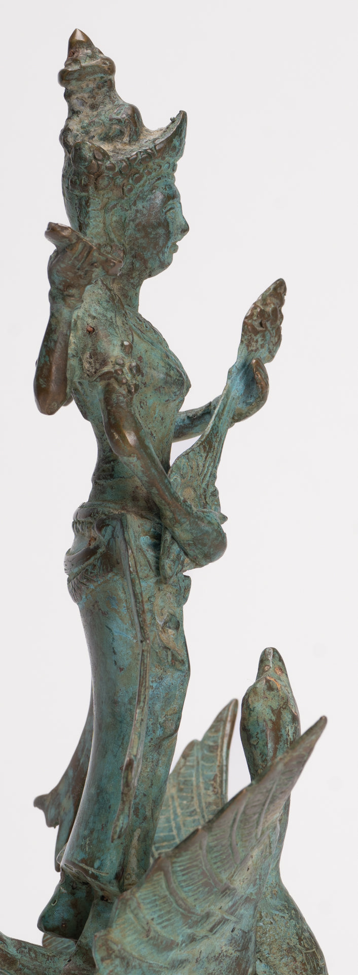 Antique Indonesian Style Bronze Javanese Saraswati Statue - 26cm/10"