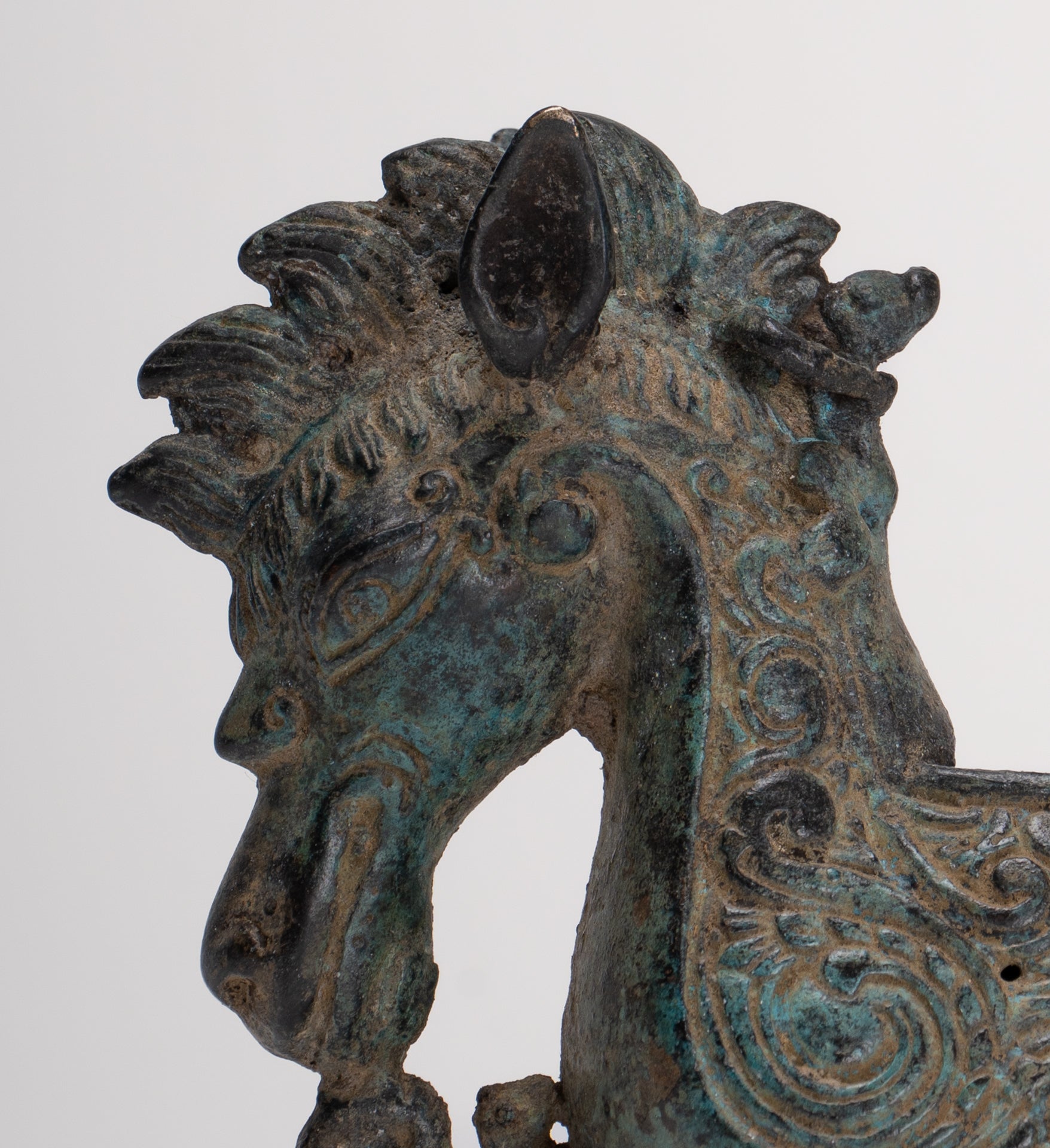 Antique Indonesian Style Bronze Seahorse Censer or Incense Burner and Incense Stick Holder - 10cm/4" Tall