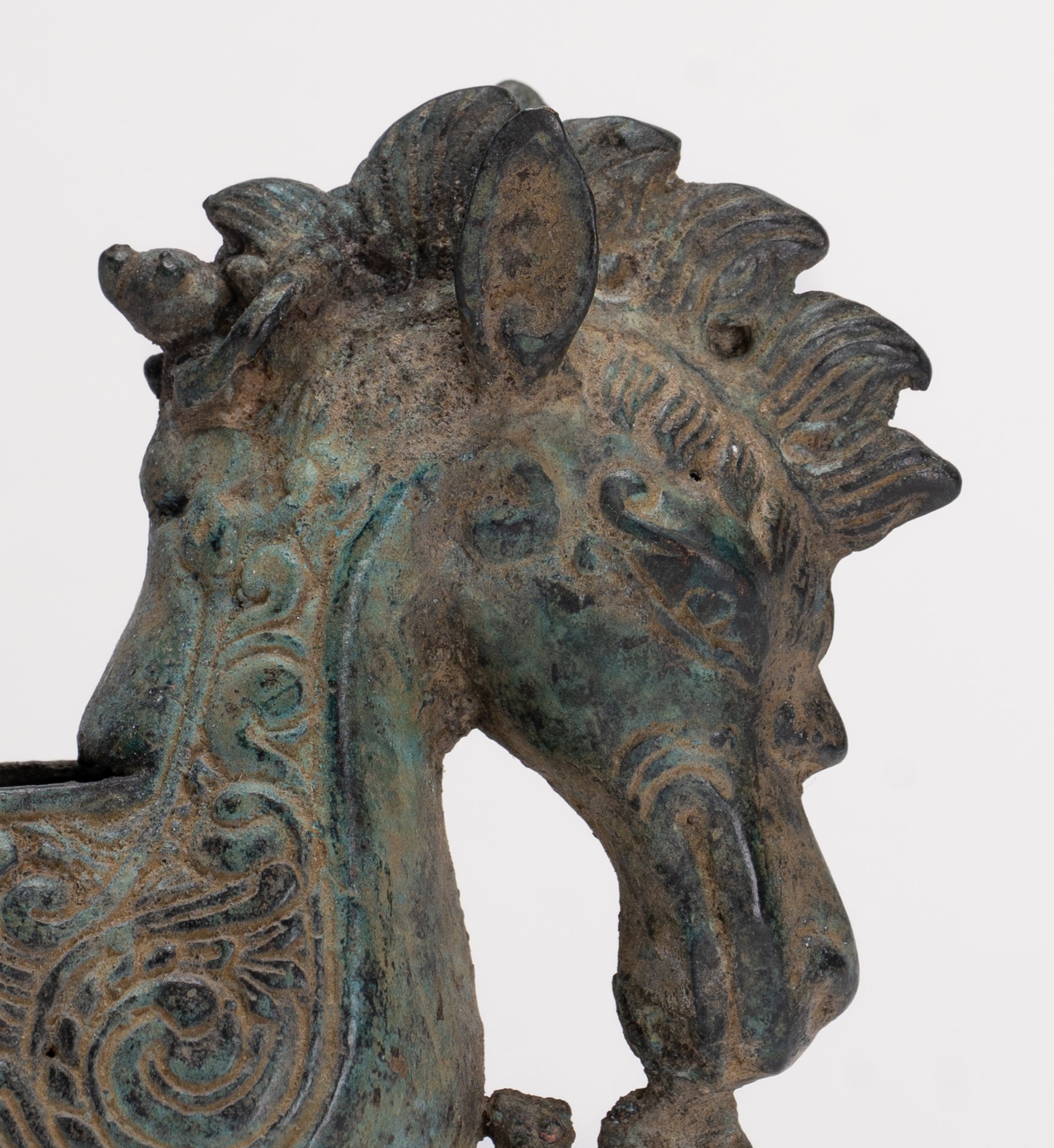 Antique Indonesian Style Bronze Seahorse Censer or Incense Burner and Incense Stick Holder - 10cm/4" Tall