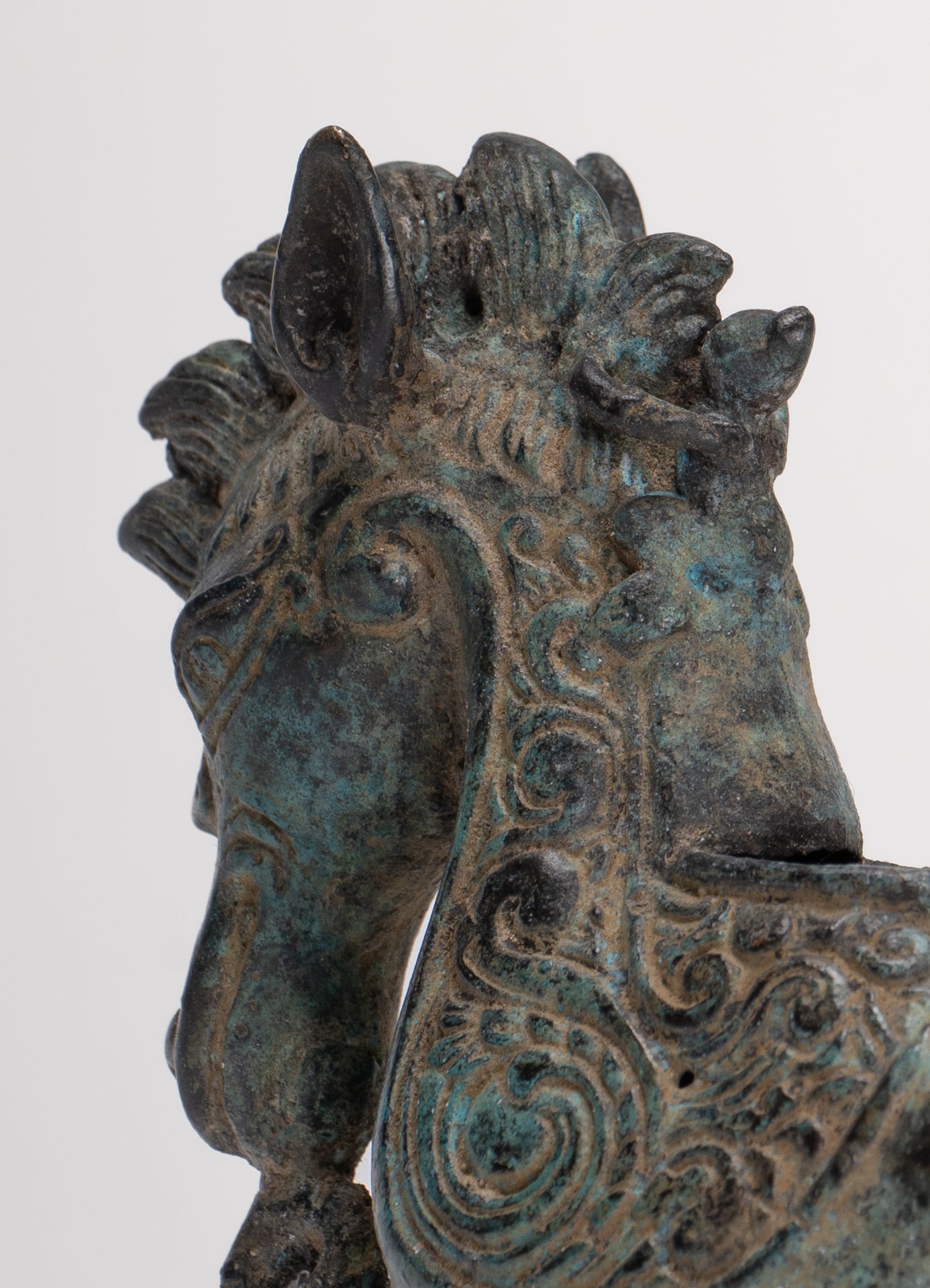 Antique Indonesian Style Bronze Seahorse Censer or Incense Burner and Incense Stick Holder - 10cm/4" Tall