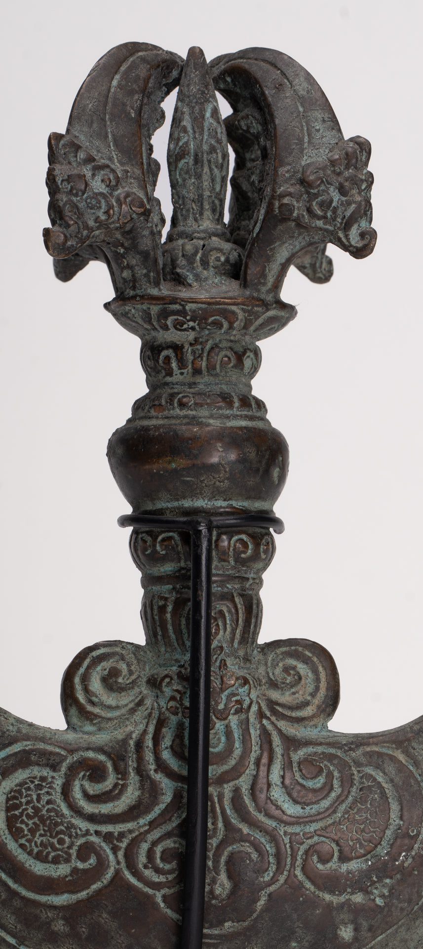 Antique Indonesian Style Mounted Bronze Ceremonial Chandrasa Axe Head- 29cm/12"