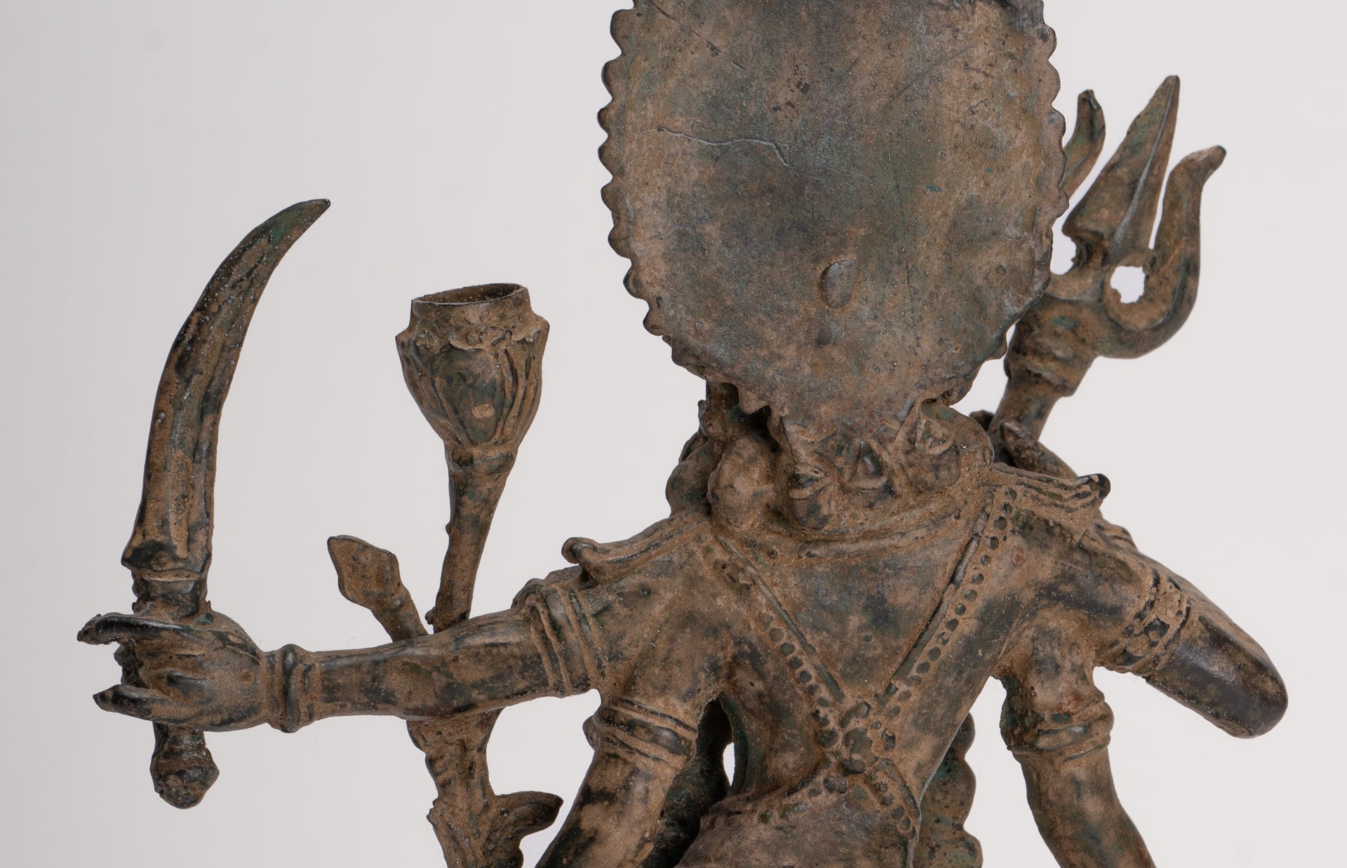 Kali Statue - Antique Java Style Majapahit Standing Bronze Kali or Mahakali Statue - 28cm/11"
