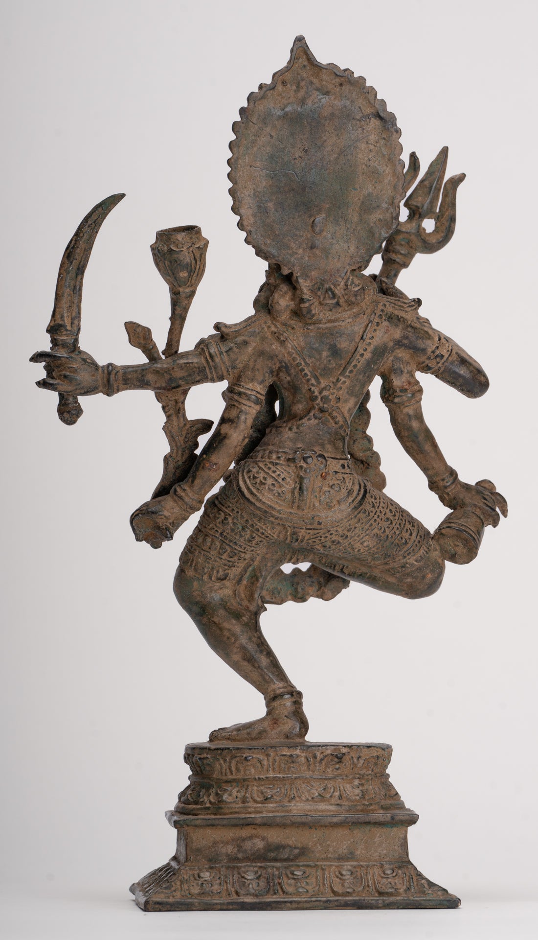 Kali Statue - Antique Java Style Majapahit Standing Bronze Kali or Mahakali Statue - 28cm/11"