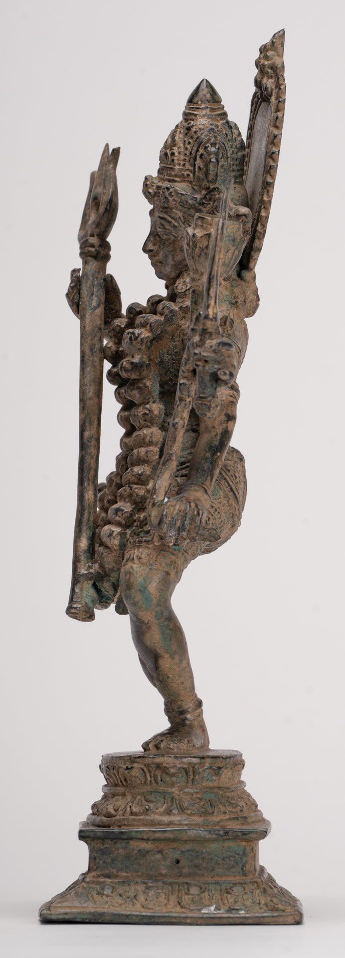 Kali Statue - Antique Java Style Majapahit Standing Bronze Kali or Mahakali Statue - 28cm/11"
