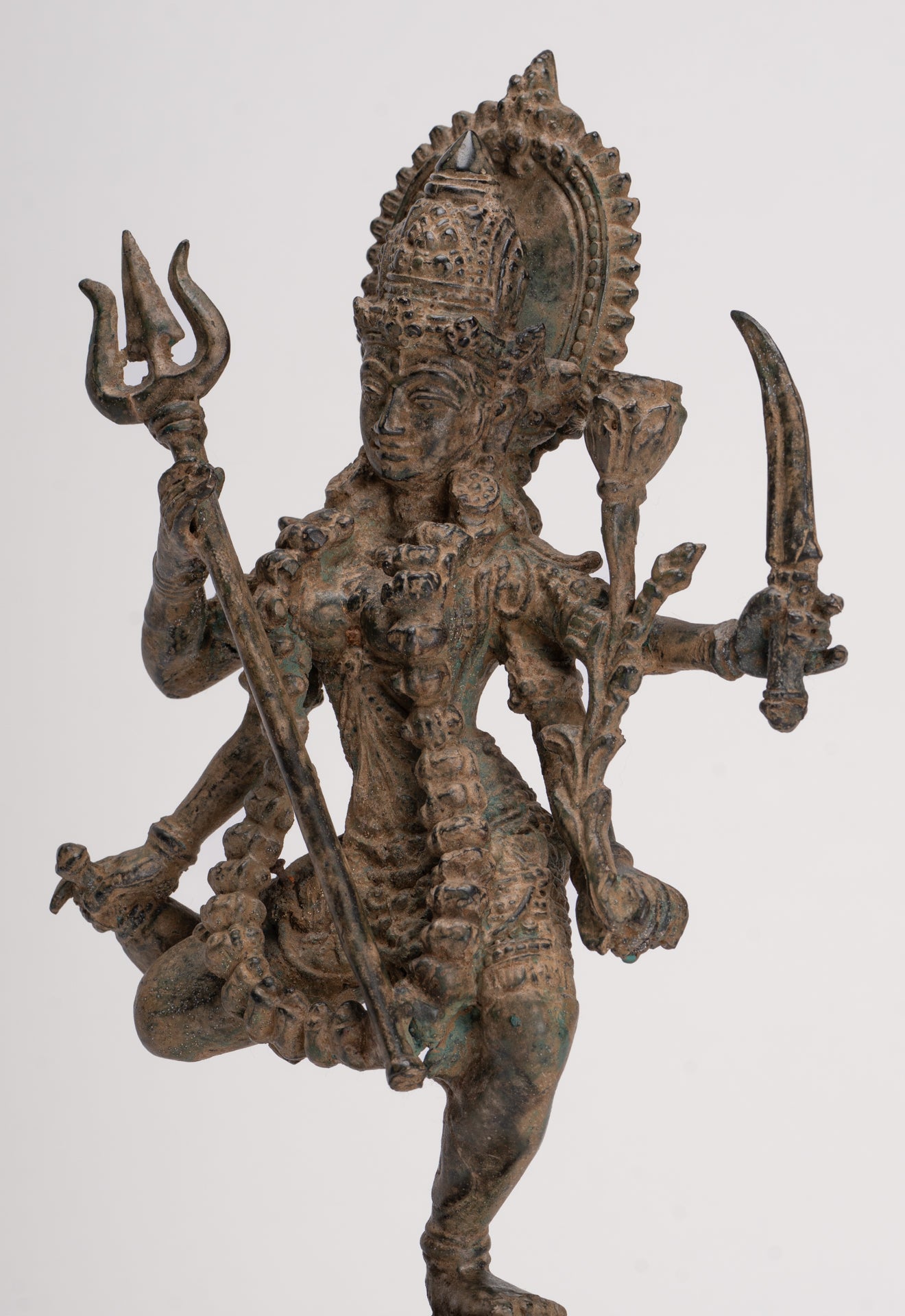 Kali Statue - Antique Java Style Majapahit Standing Bronze Kali or Mahakali Statue - 28cm/11"