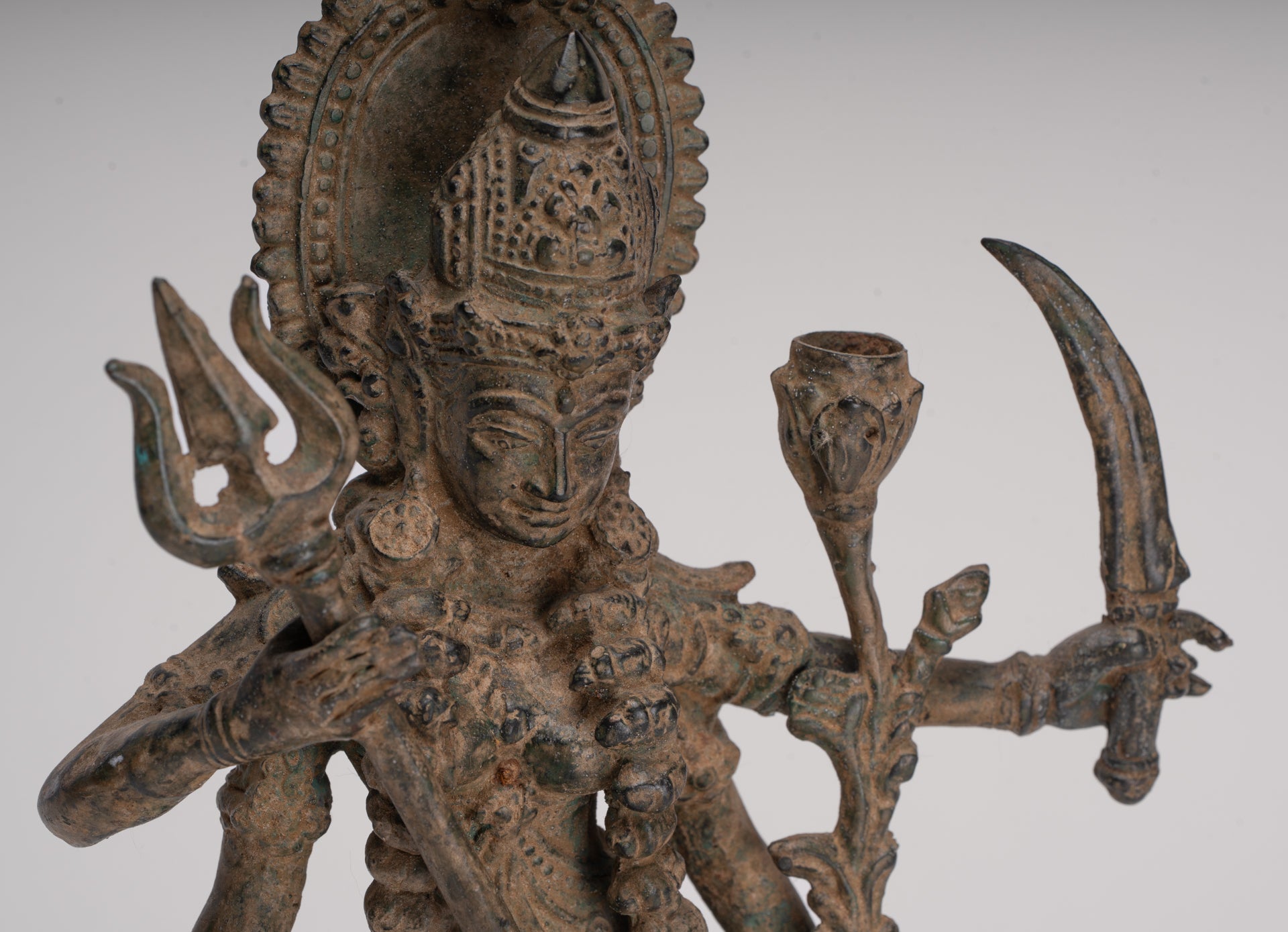 Kali Statue - Antique Java Style Majapahit Standing Bronze Kali or Mahakali Statue - 28cm/11"