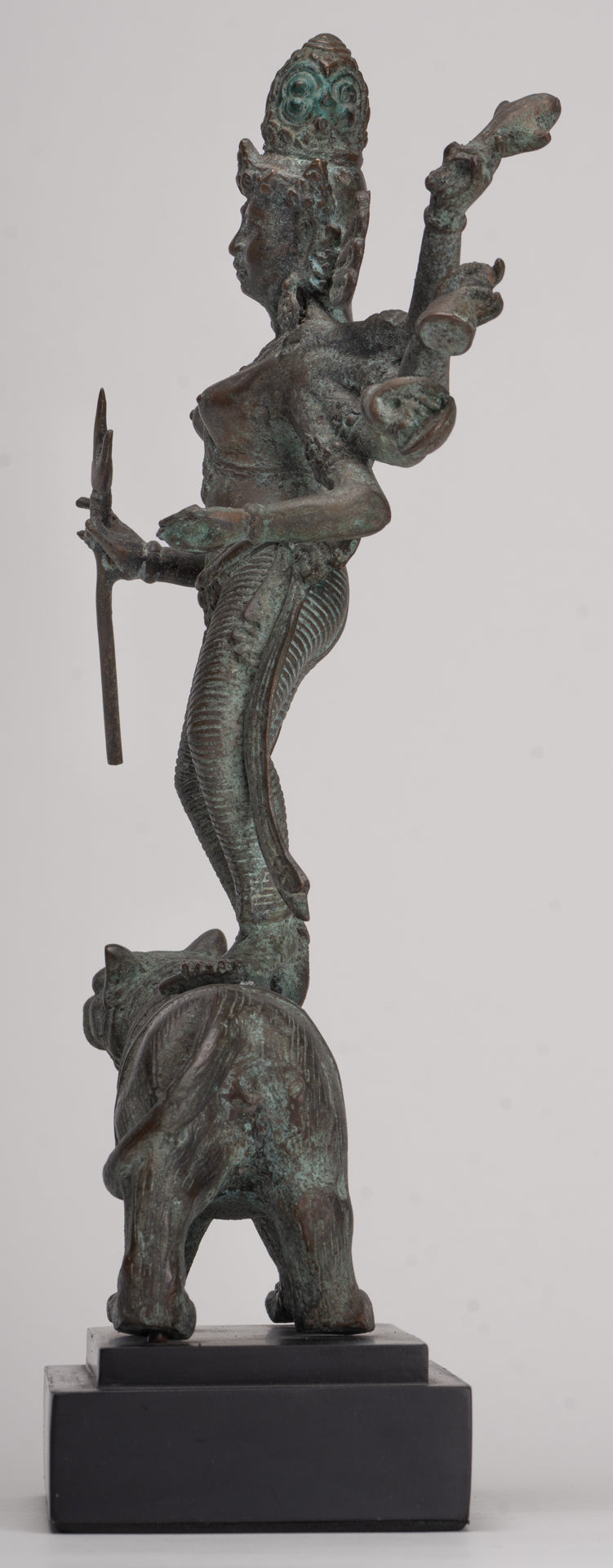 Antique Javanese Style Majapahit Simhavahini Durga Statue - 37cm/15"