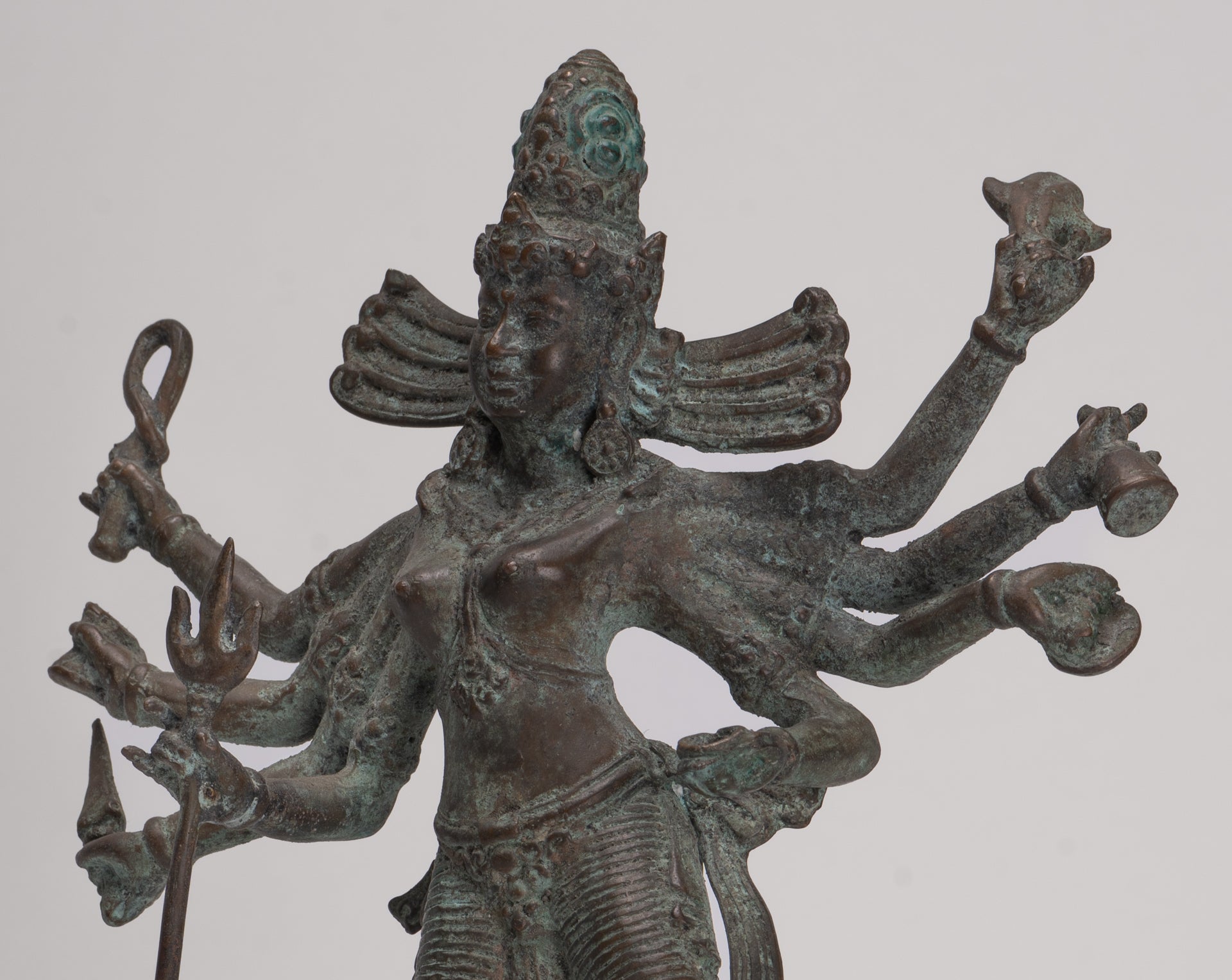 Antique Javanese Style Majapahit Simhavahini Durga Statue - 37cm/15"