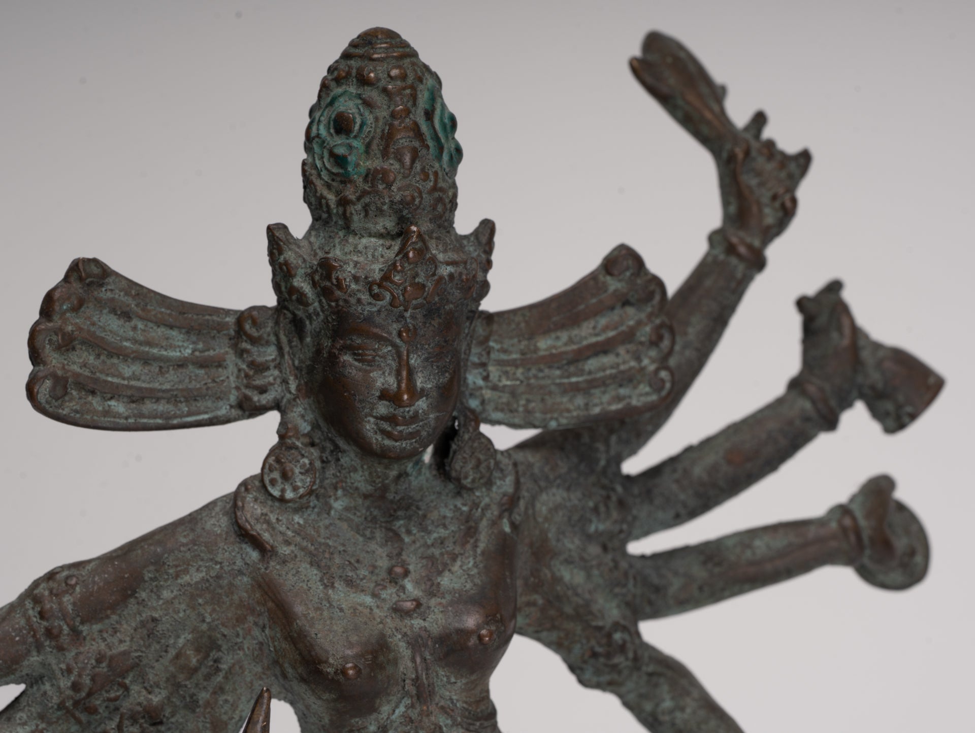 Antique Javanese Style Majapahit Simhavahini Durga Statue - 37cm/15"