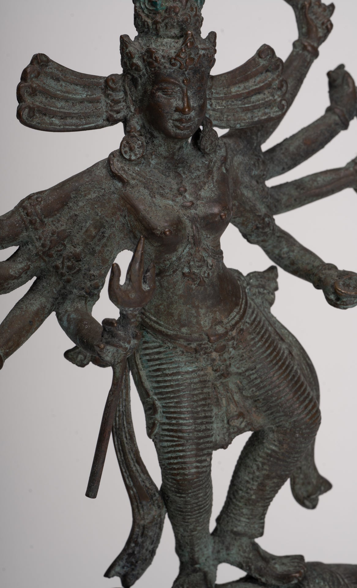 Antique Javanese Style Majapahit Simhavahini Durga Statue - 37cm/15"
