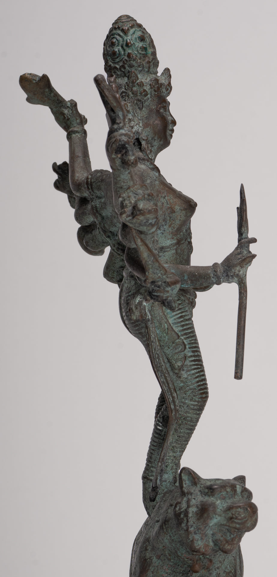 Antique Javanese Style Majapahit Simhavahini Durga Statue - 37cm/15"