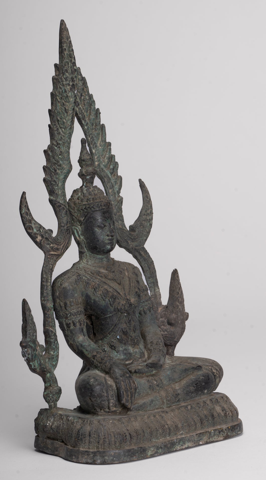 Antique Thai Style Bronze Phitsanulok Chinnarat Buddha Statue - 27cm/11"