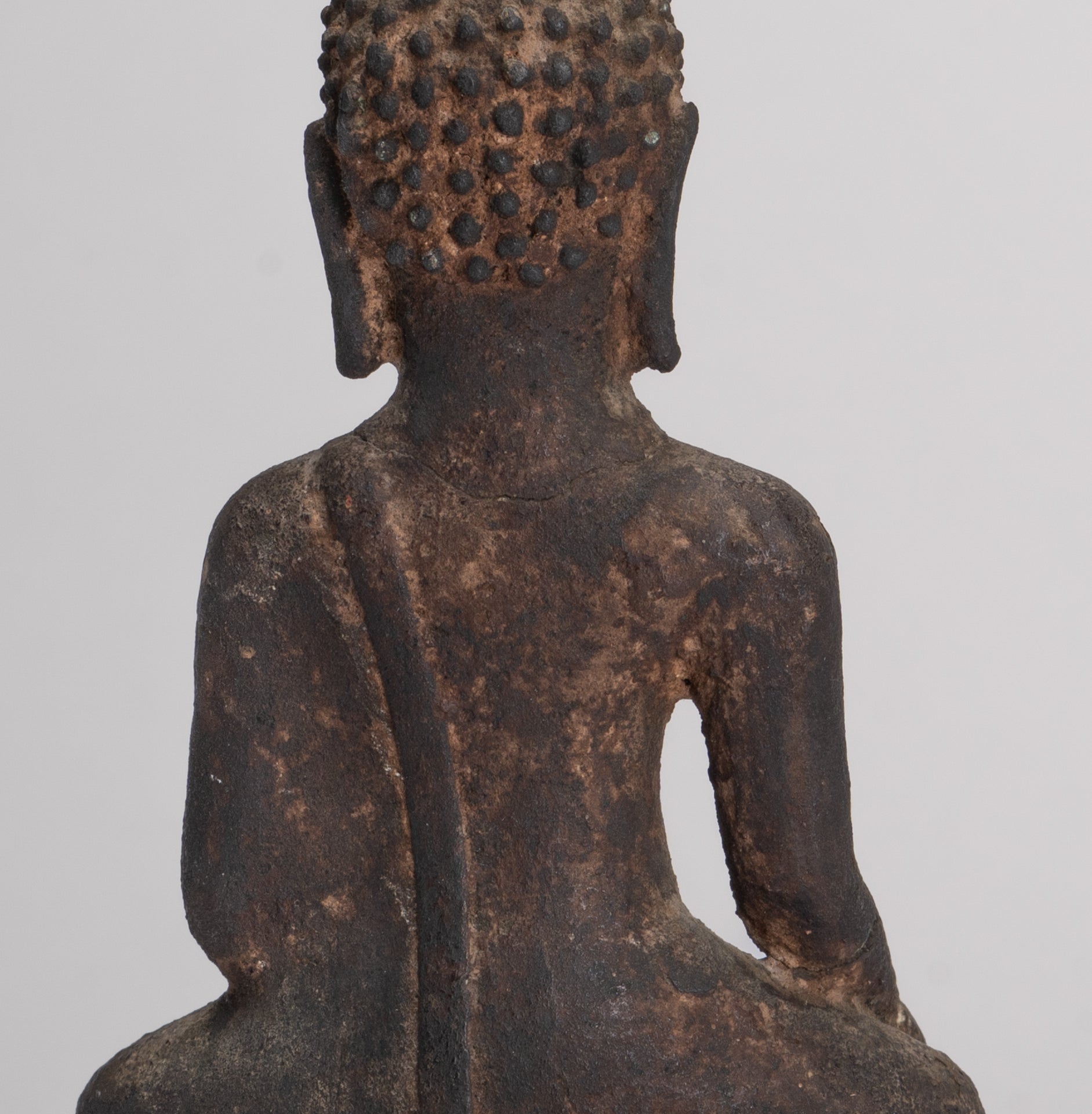 Antique Ayutthaya Style Seated Enlightenment Buddha Statue - 20cm/8"