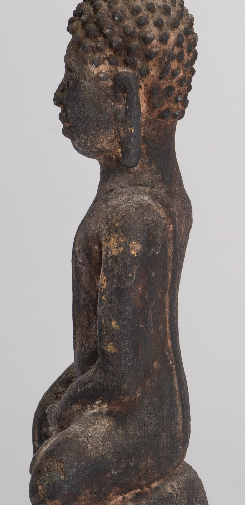 Antique Ayutthaya Style Seated Enlightenment Buddha Statue - 20cm/8"