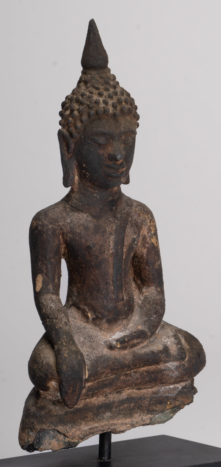 Antique Ayutthaya Style Seated Enlightenment Buddha Statue - 20cm/8"
