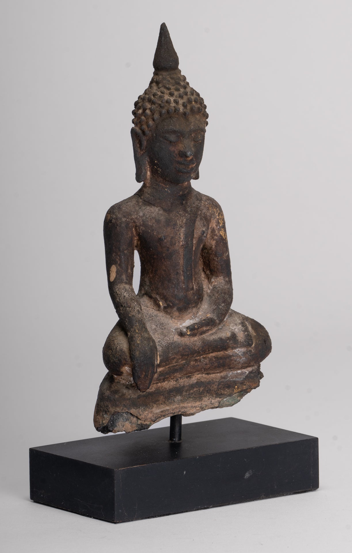 Antique Ayutthaya Style Seated Enlightenment Buddha Statue - 20cm/8"