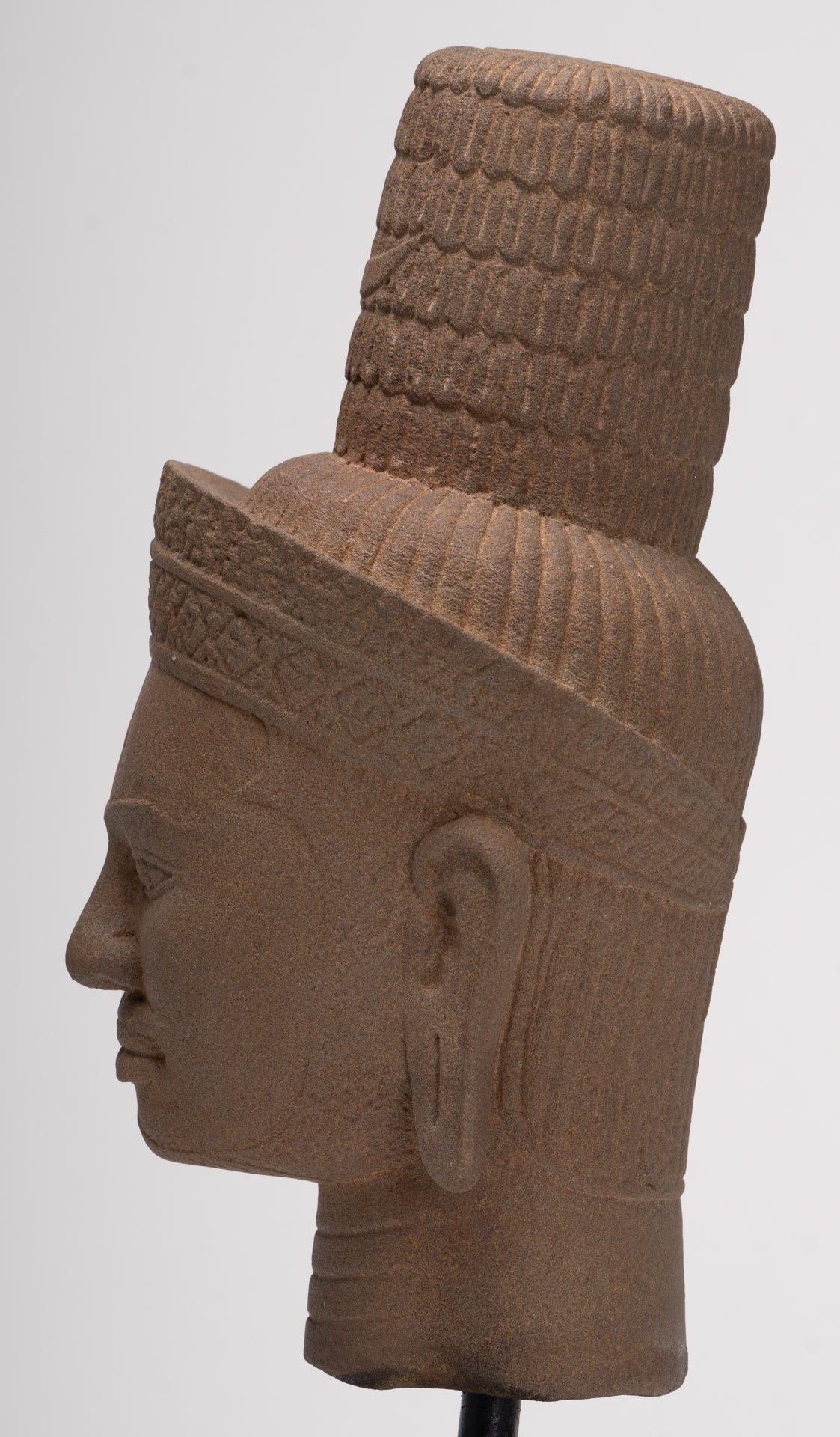 Antique Bakheng Style Khmer Stone Shiva Head Statue - The Destroyer - 35cm/14"
