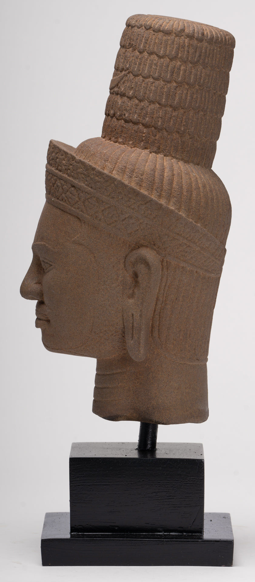 Antique Bakheng Style Khmer Stone Shiva Head Statue - The Destroyer - 35cm/14"