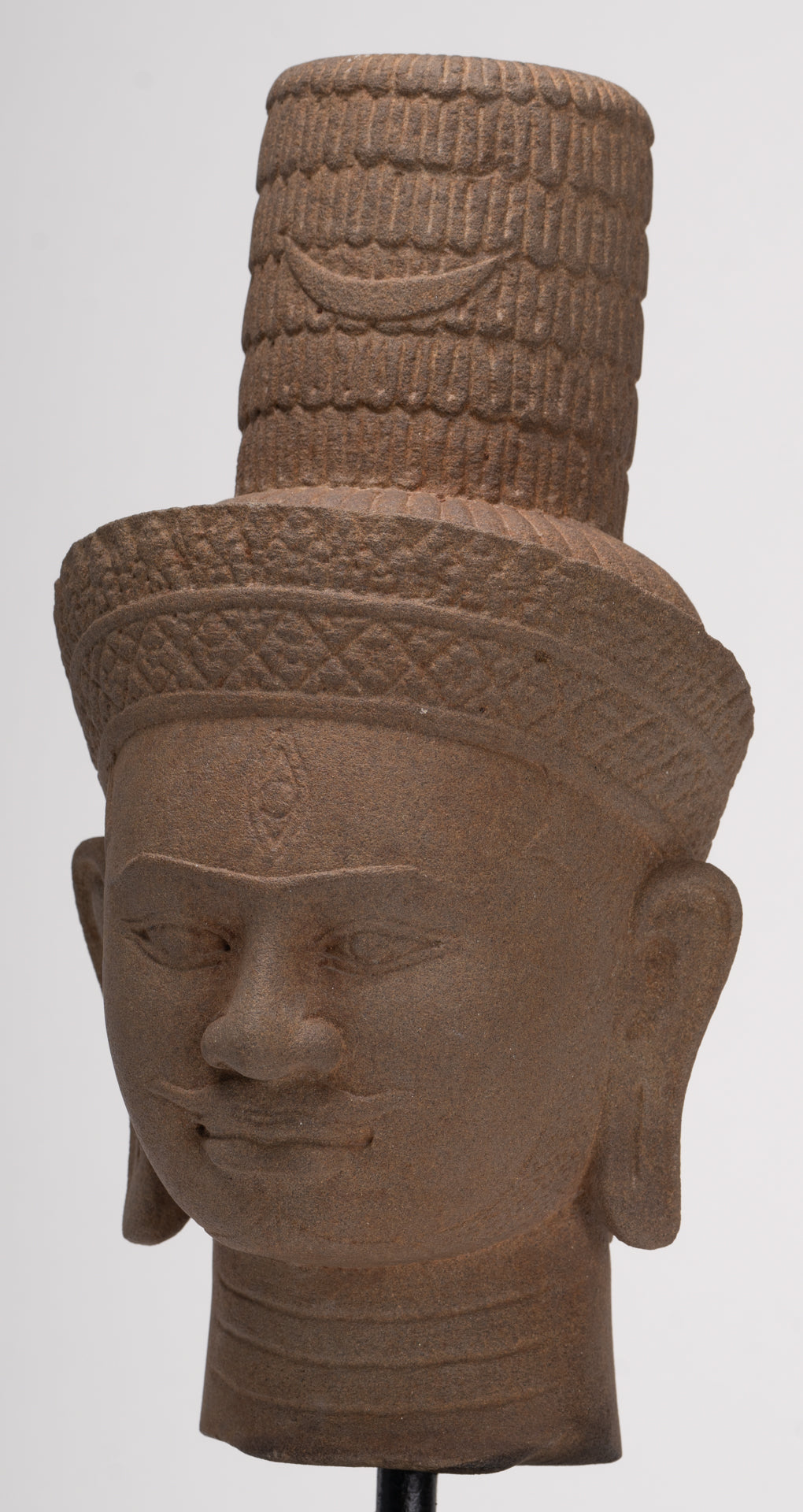 Antique Bakheng Style Khmer Stone Shiva Head Statue - The Destroyer - 35cm/14"