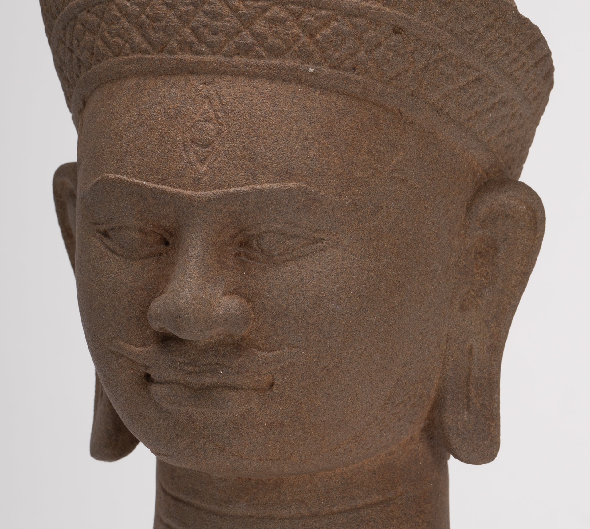 Antique Bakheng Style Khmer Stone Shiva Head Statue - The Destroyer - 35cm/14"