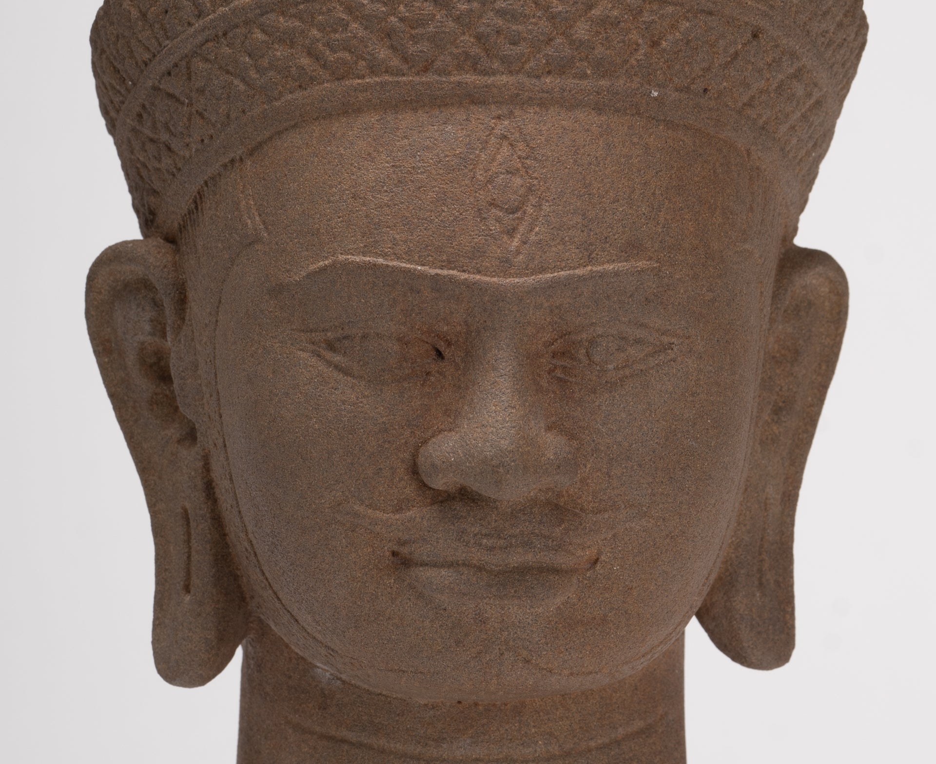 Antique Bakheng Style Khmer Stone Shiva Head Statue - The Destroyer - 35cm/14"