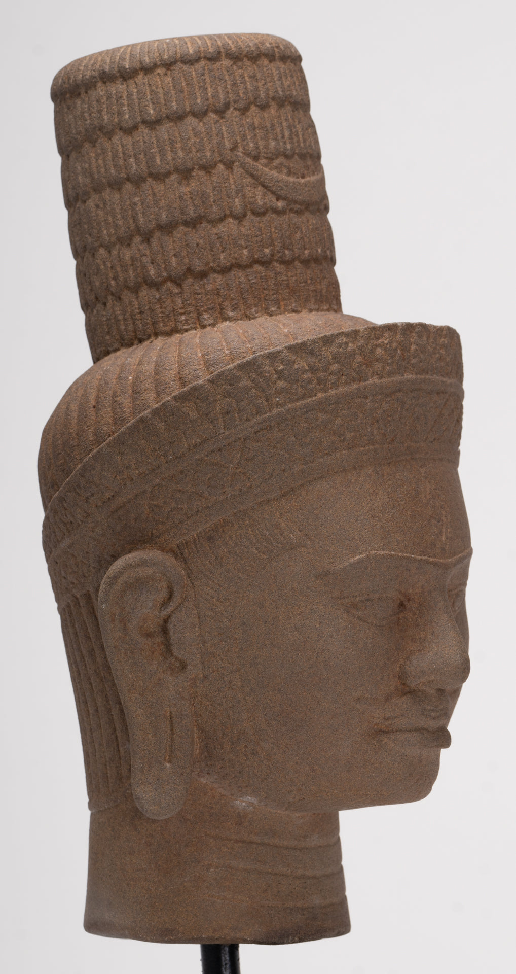 Antique Bakheng Style Khmer Stone Shiva Head Statue - The Destroyer - 35cm/14"