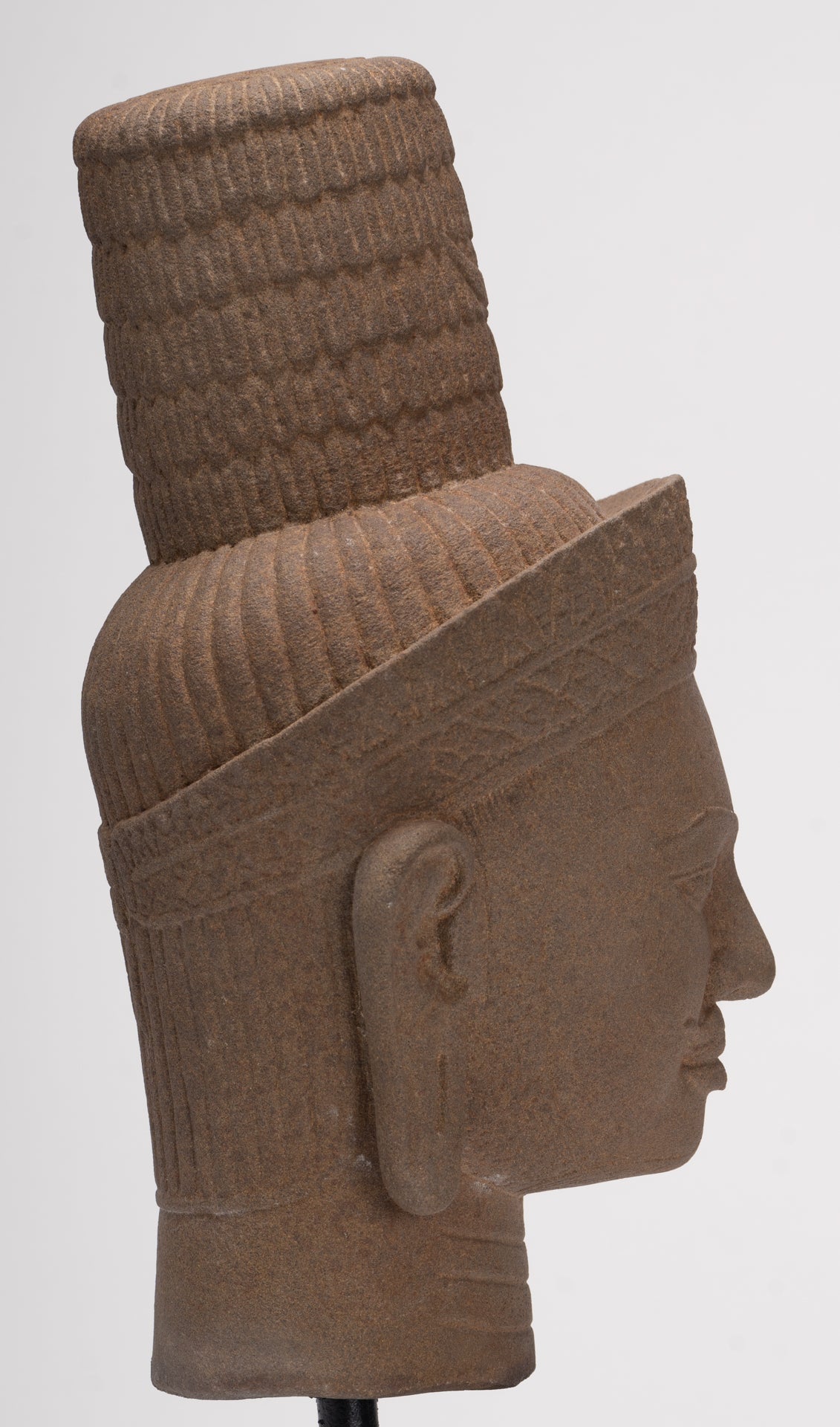 Antique Bakheng Style Khmer Stone Shiva Head Statue - The Destroyer - 35cm/14"
